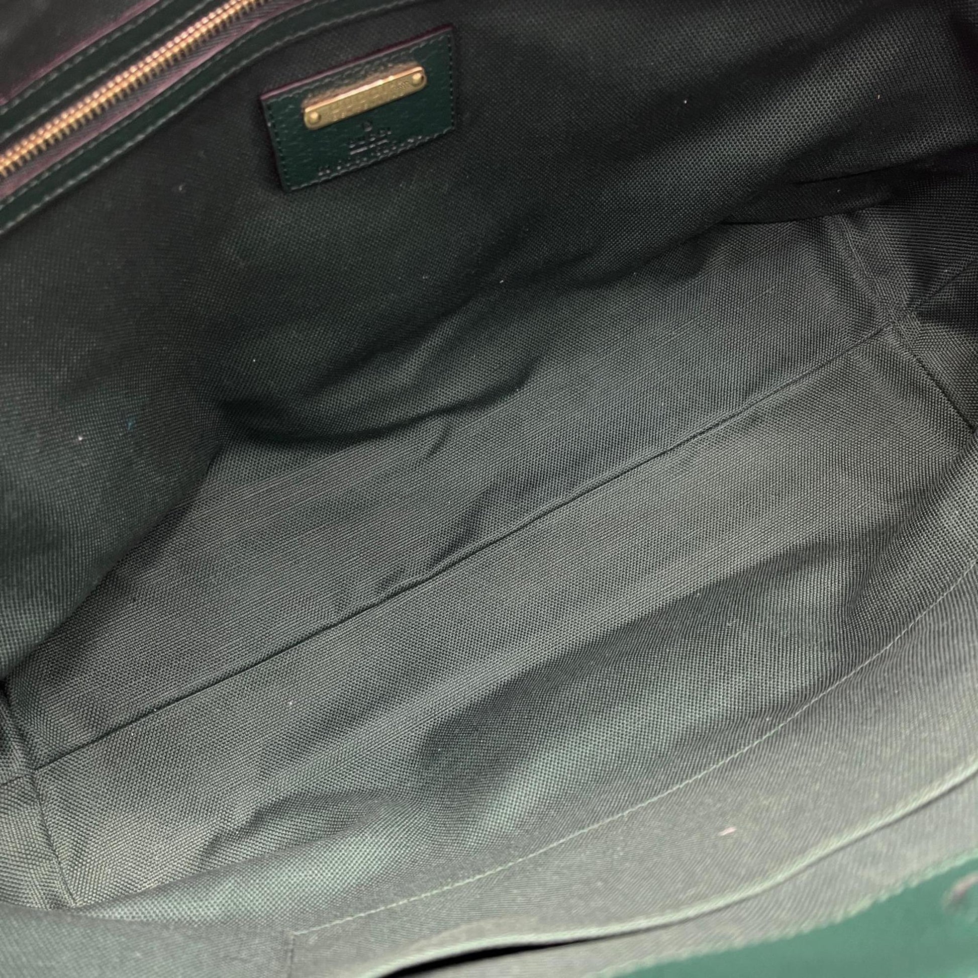 Gucci Green Ivory Canvas Tote Bag
