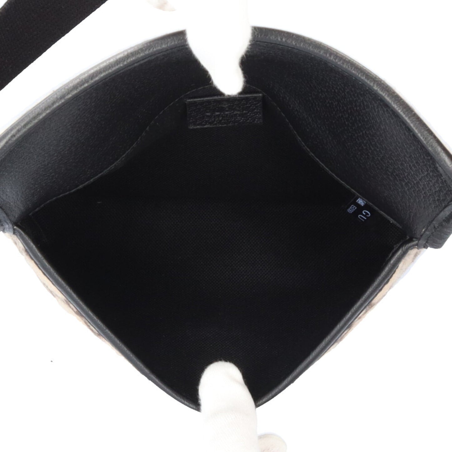 Gucci Beige Black Wool Leather Sling Bag