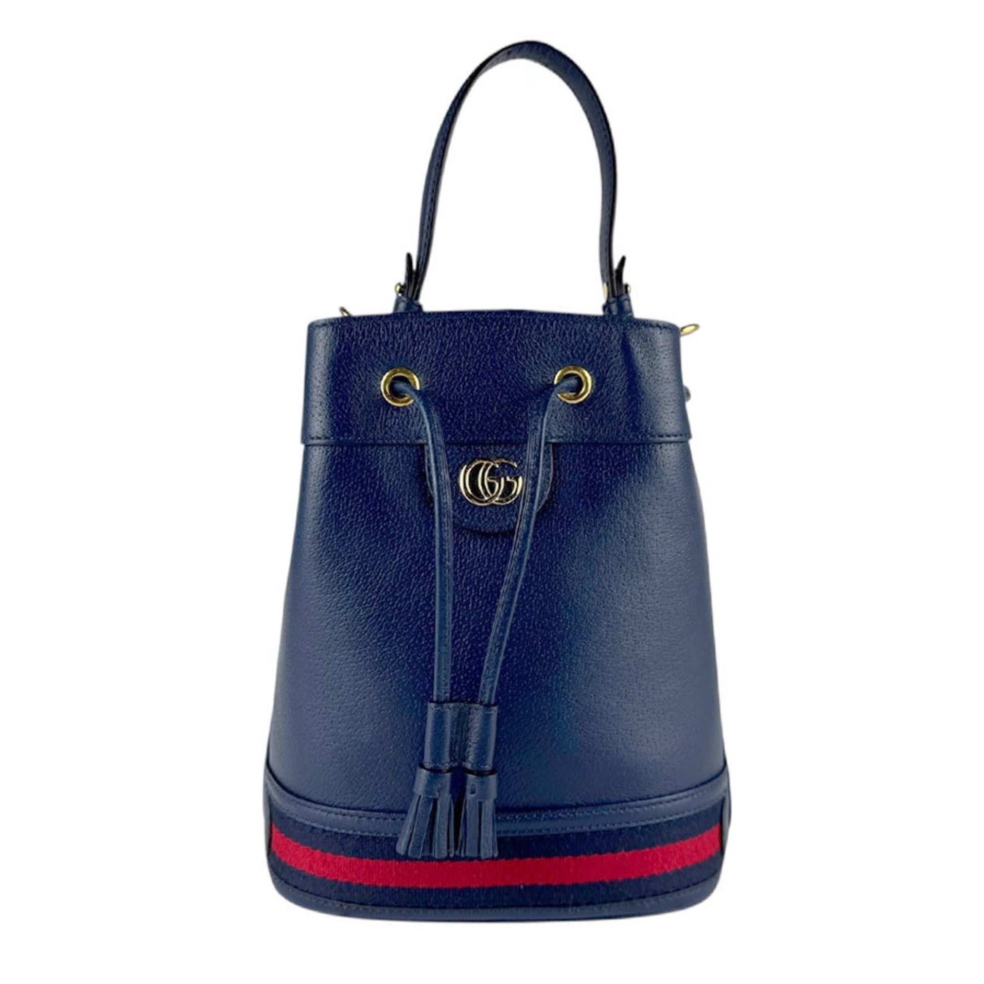 Gucci Navy Red Color Leather Handbag Shoulder Bag