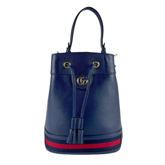 Gucci Navy Red Color Leather Handbag Shoulder Bag