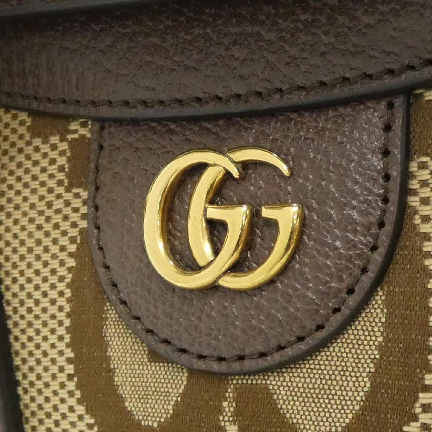 Gucci Gg Canvas Brown Camel Gg Canvas Leather Handbag
