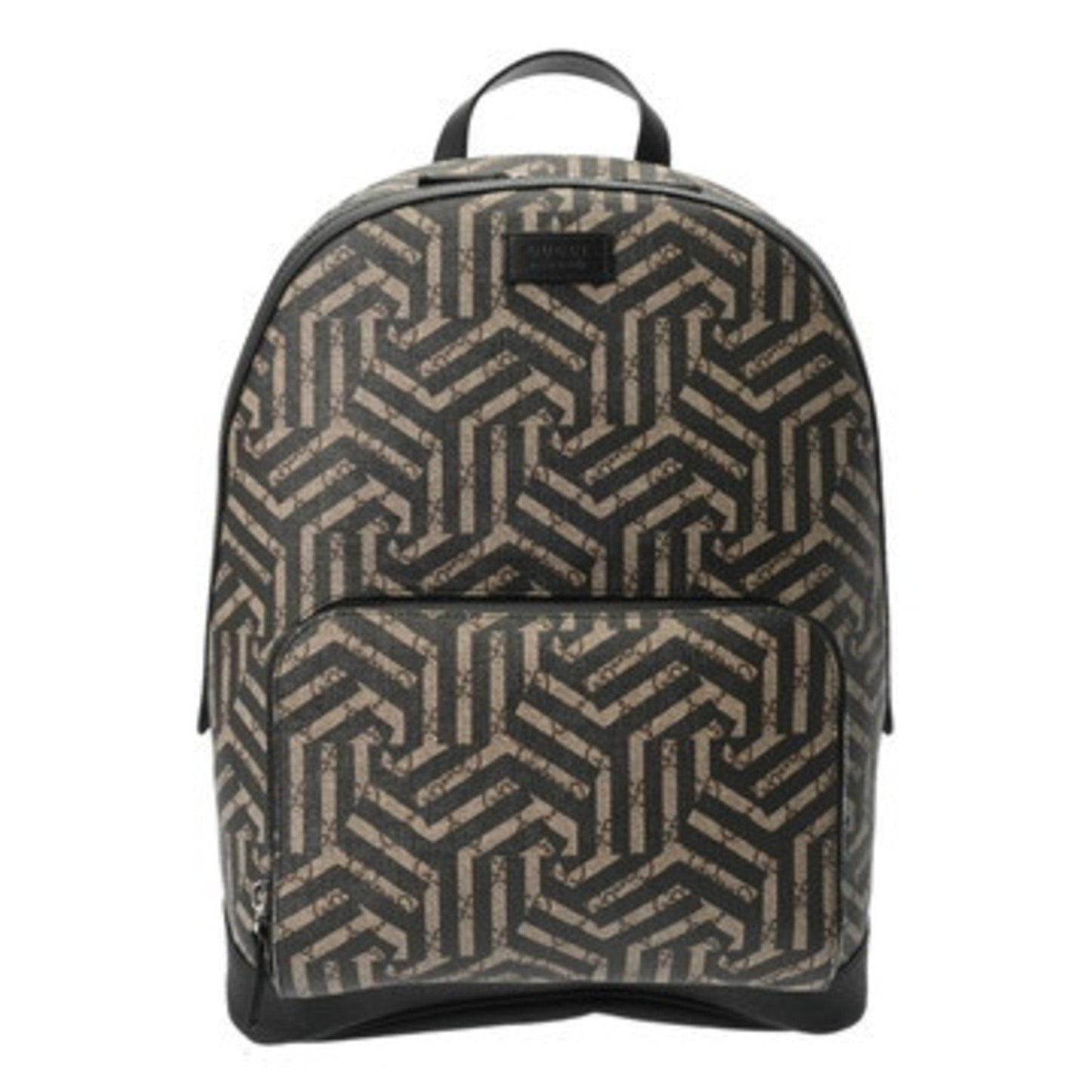Gucci Beige Black Leather Gg Supreme Canvas Backpack