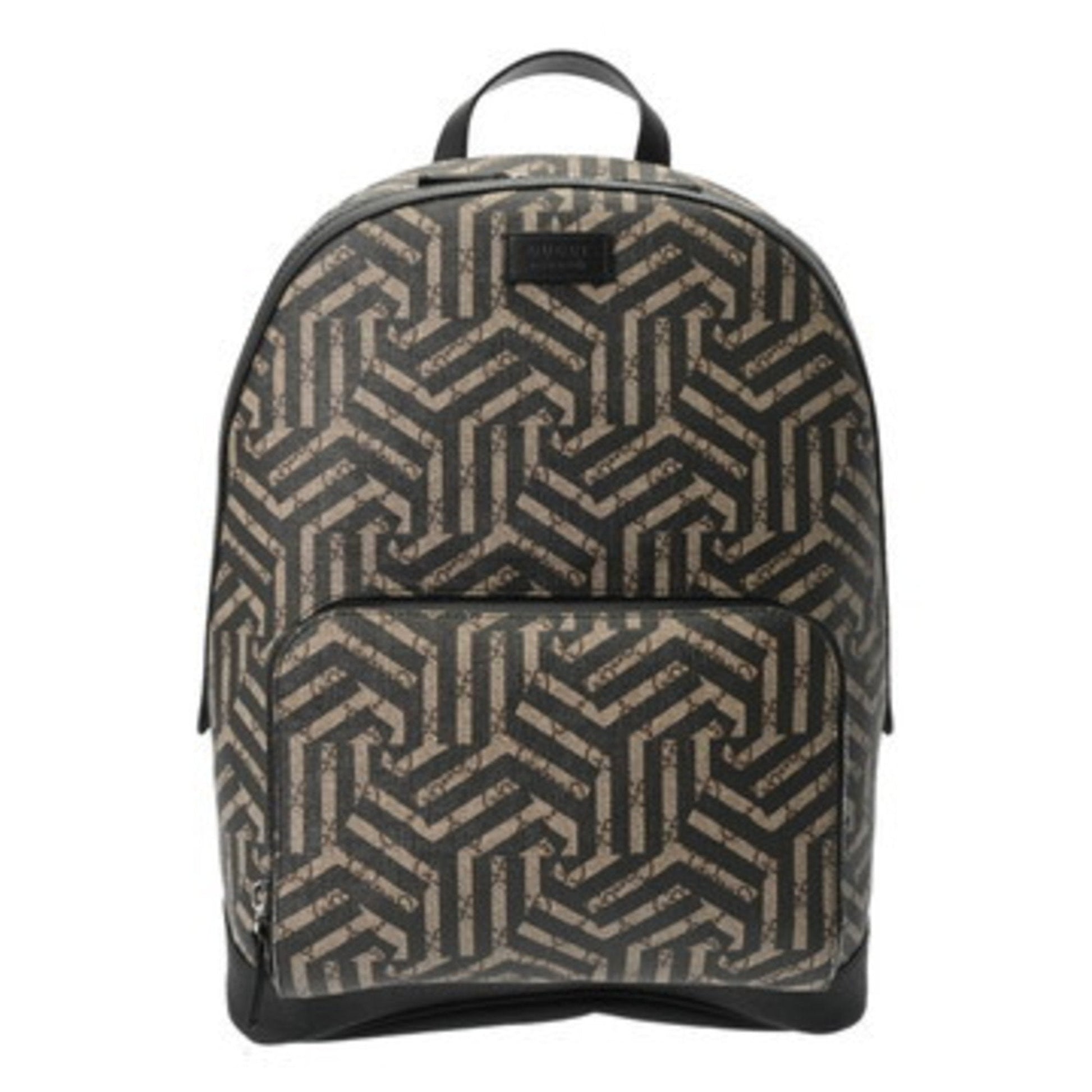 Gucci Beige Black Leather Gg Supreme Canvas Backpack