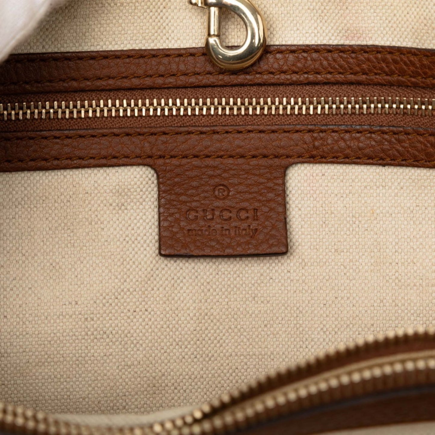 Gucci Beige Brown Gg Canvas Leather Shoulder Bag Tote Bag