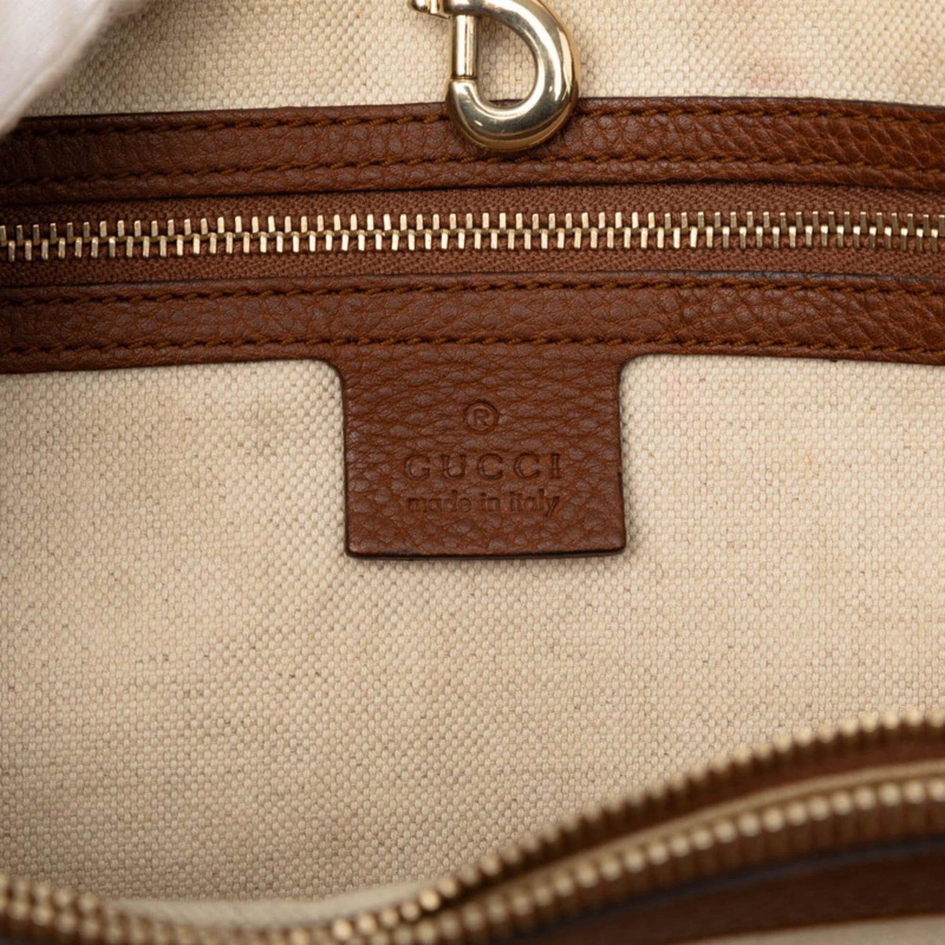 Gucci Beige Brown Gg Canvas Leather Shoulder Bag Tote Bag