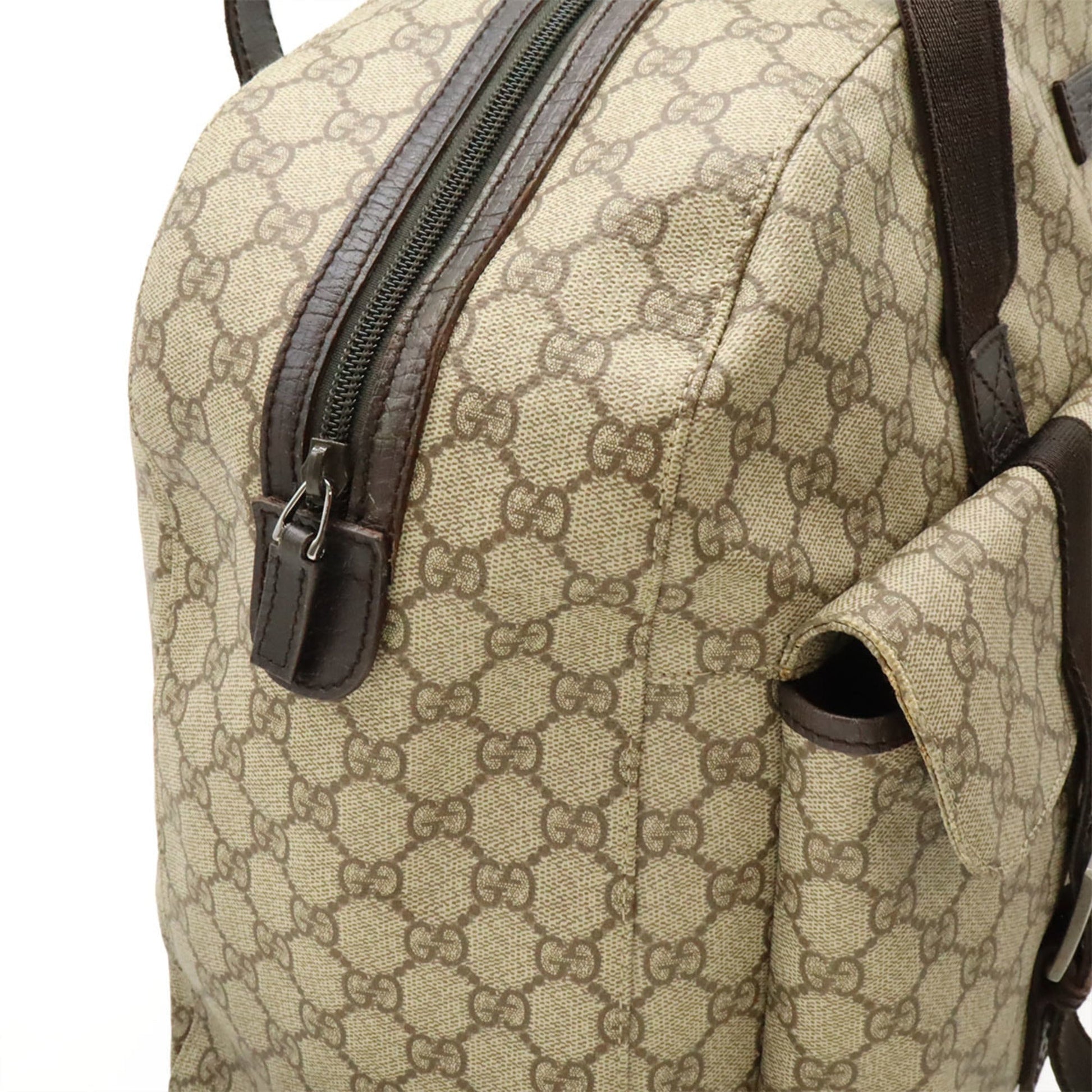 Gucci Beige Dark Brown Pvc Leather Boston Bag Tote Bag