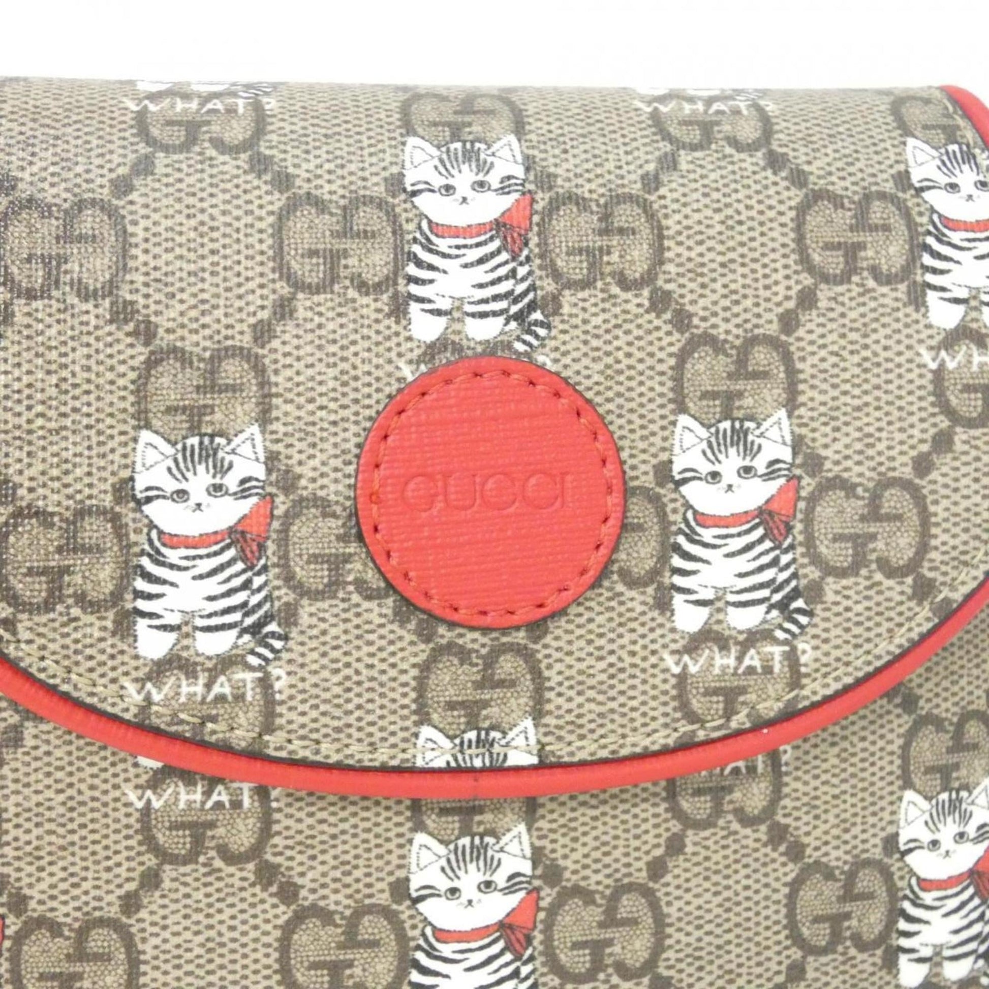 Gucci Brown Red Color Gg Supreme Canvas Shoulder Bag