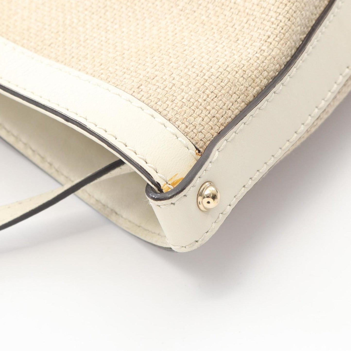 Gucci Beige Canvas Leather Tote Bag