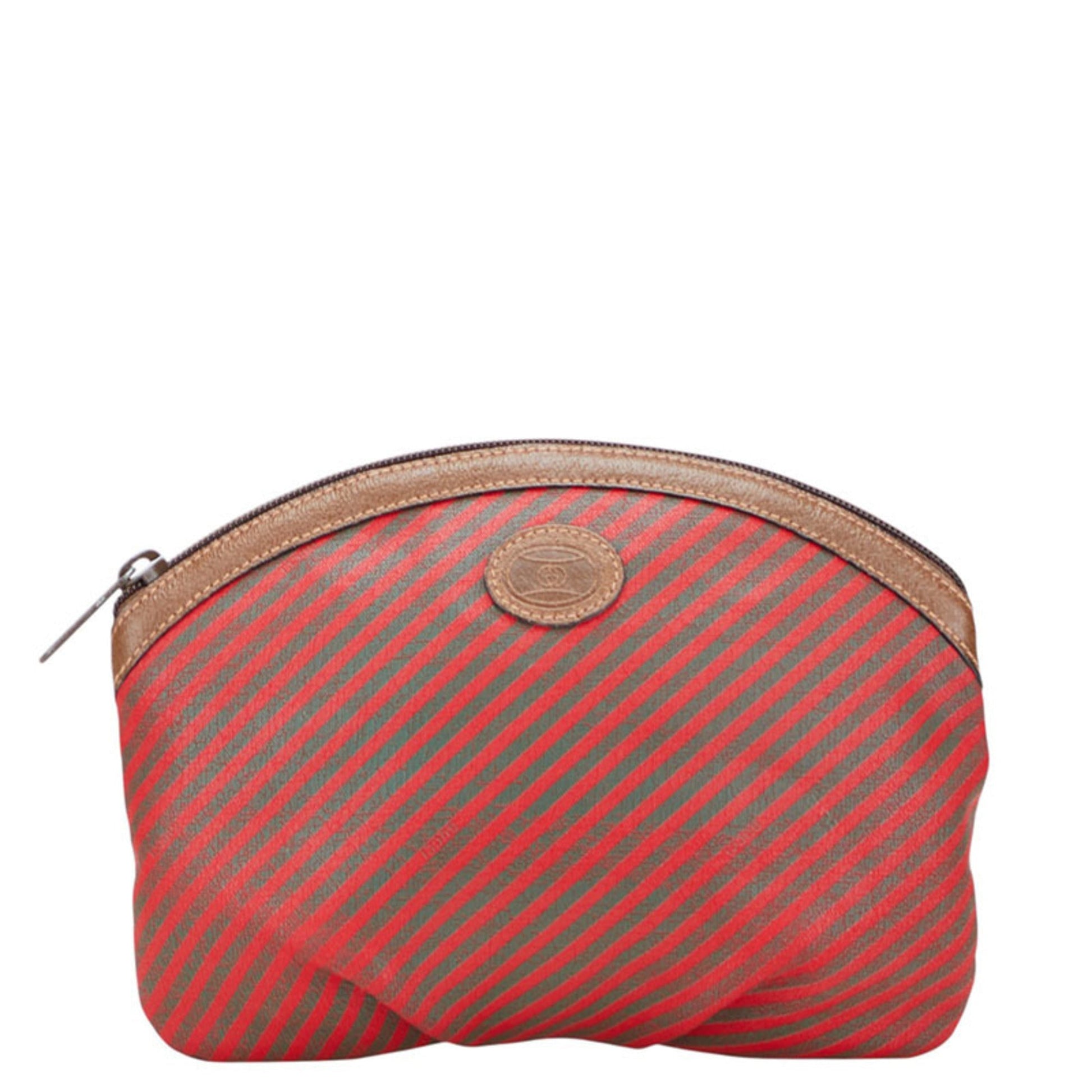 Gucci Brown Red Color Pvc Leather Pouch
