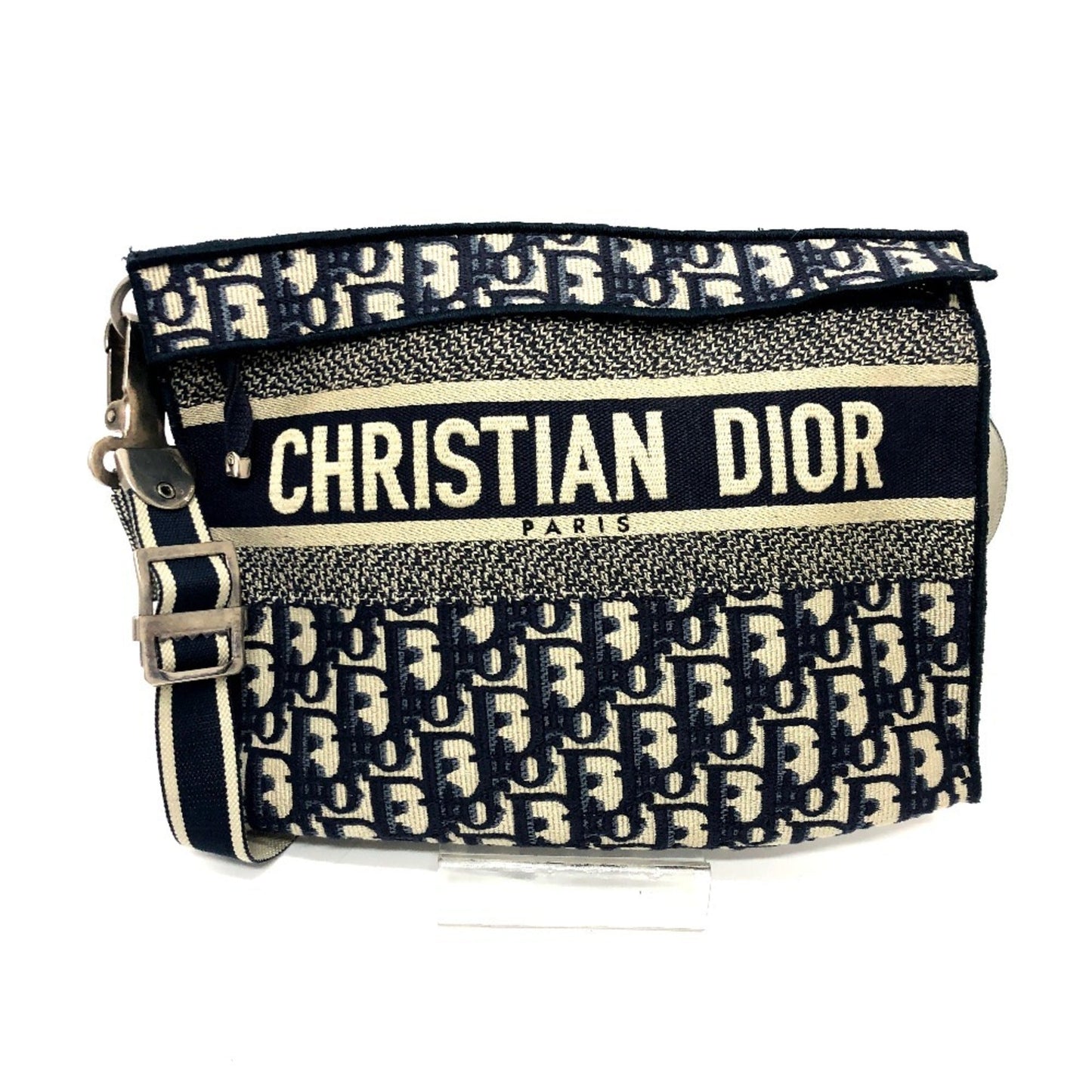 Dior Handbag Christian Jacquard Shoulder Bag Blue Navy