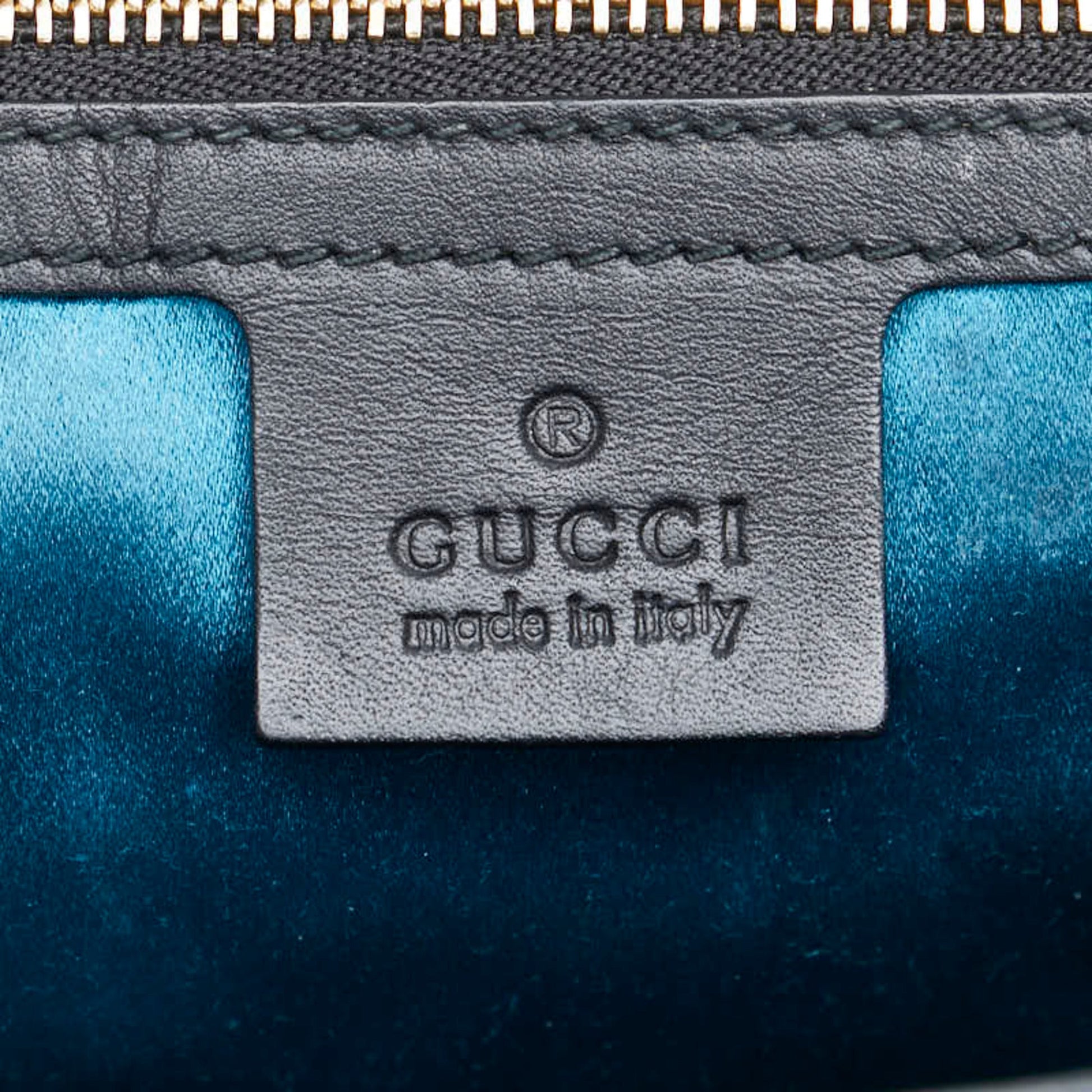 Gucci Black Navy Red Color Leather Suede Shoulder Bag