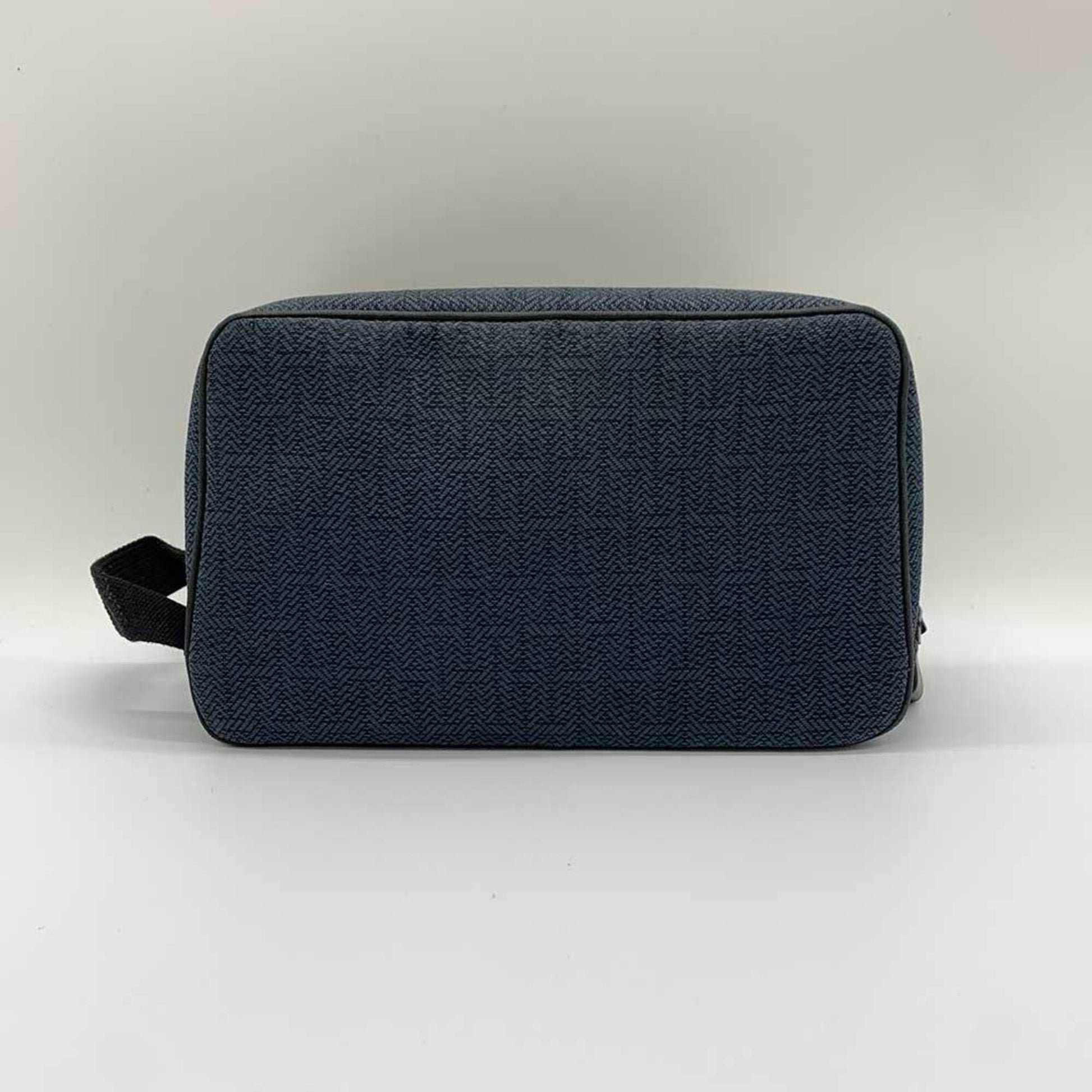 Hermes Toile Chevron Clutch Bag Pouch Navy