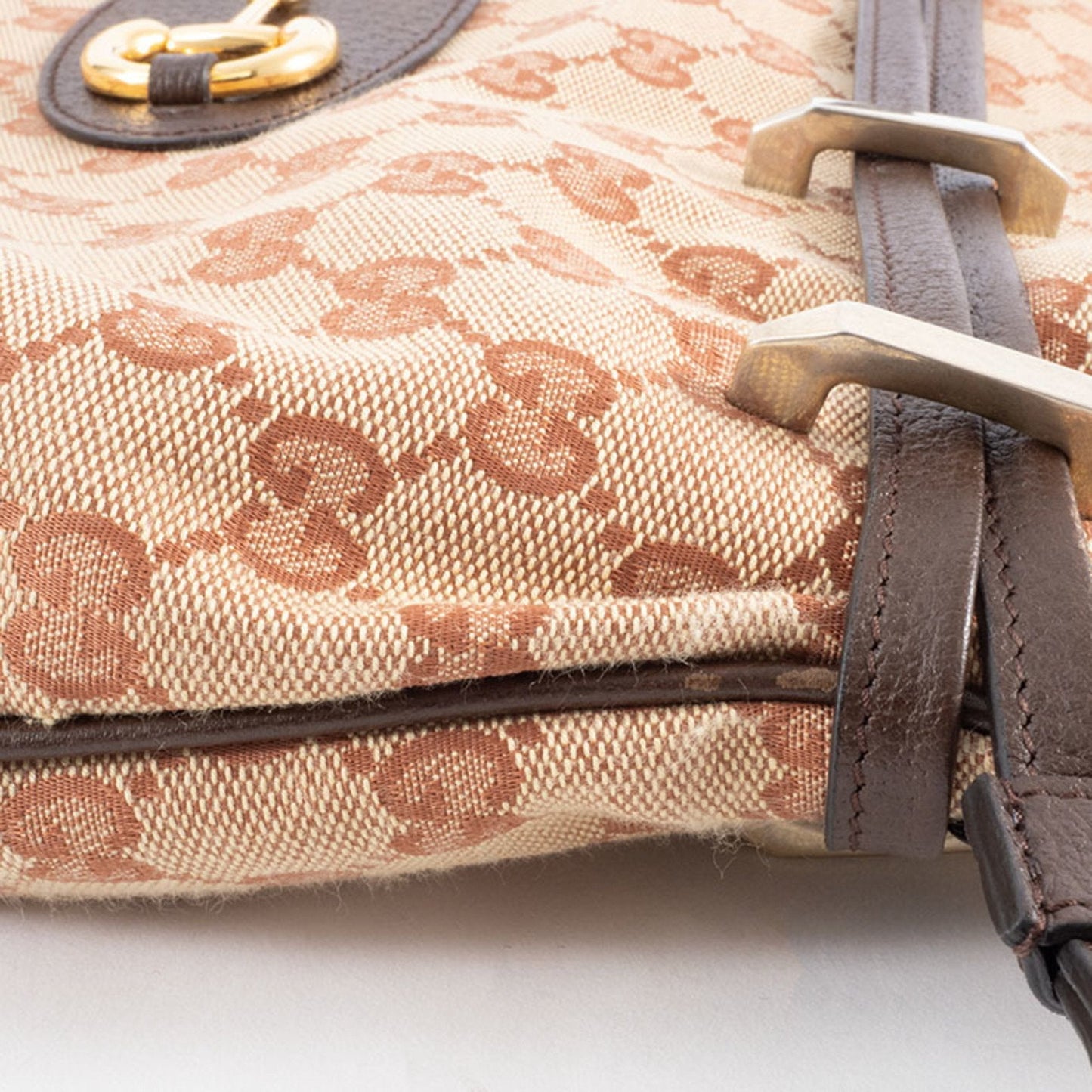 Gucci Beige Brown Gg Canvas Leather Shoulder Bag
