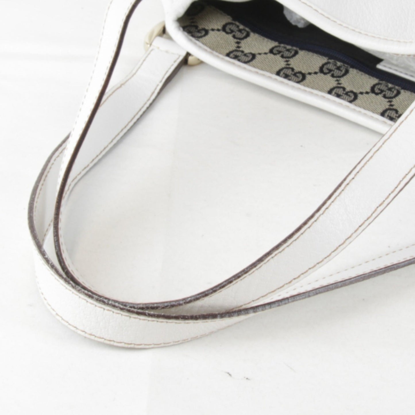 Gucci White Leather Tote Bag