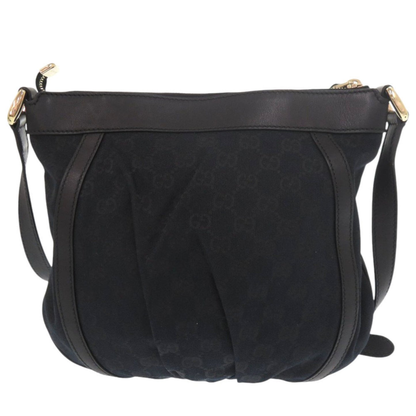 Gucci Black Gg Canvas Leather Shoulder Bag