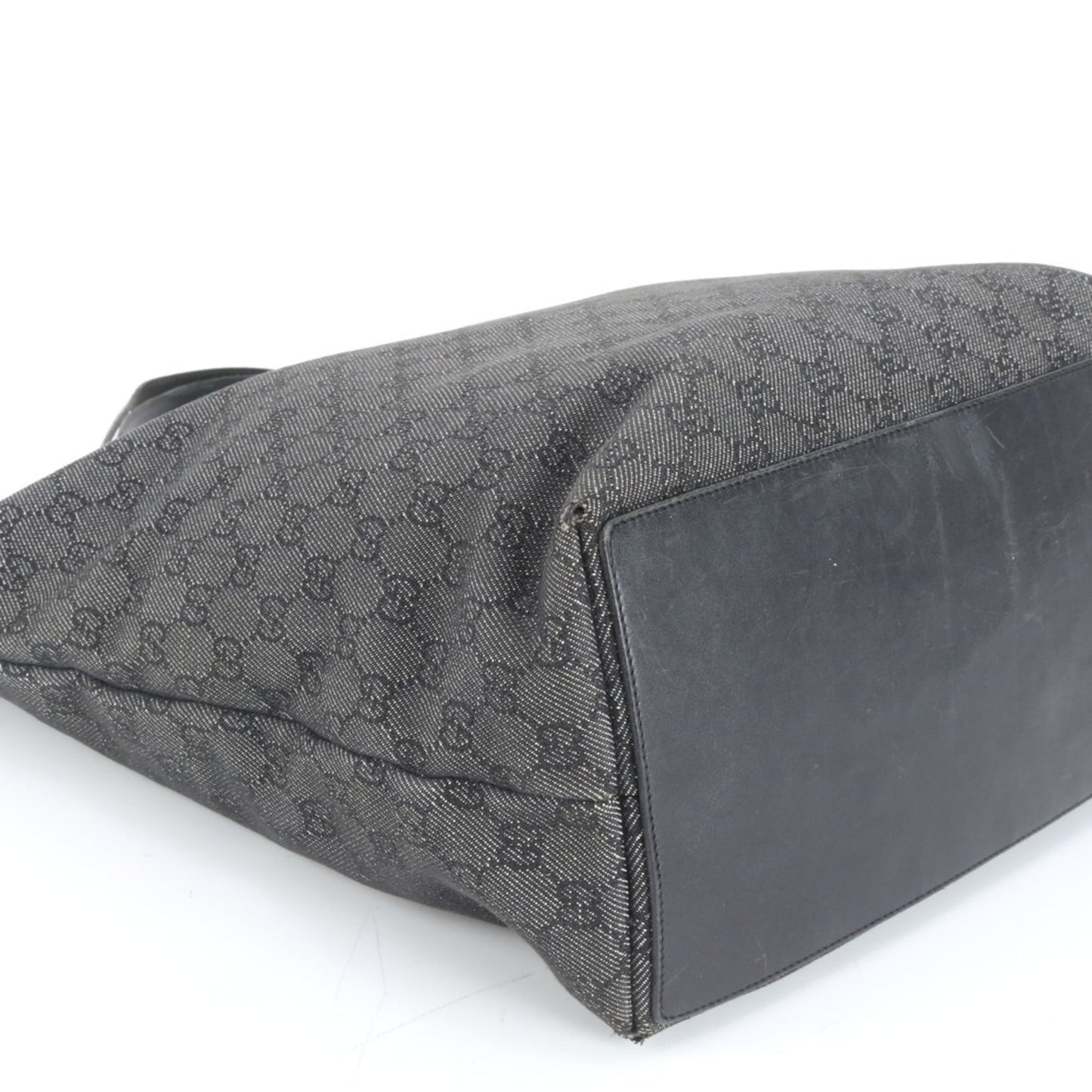 Gucci Black Leather Canvas Tote Bag