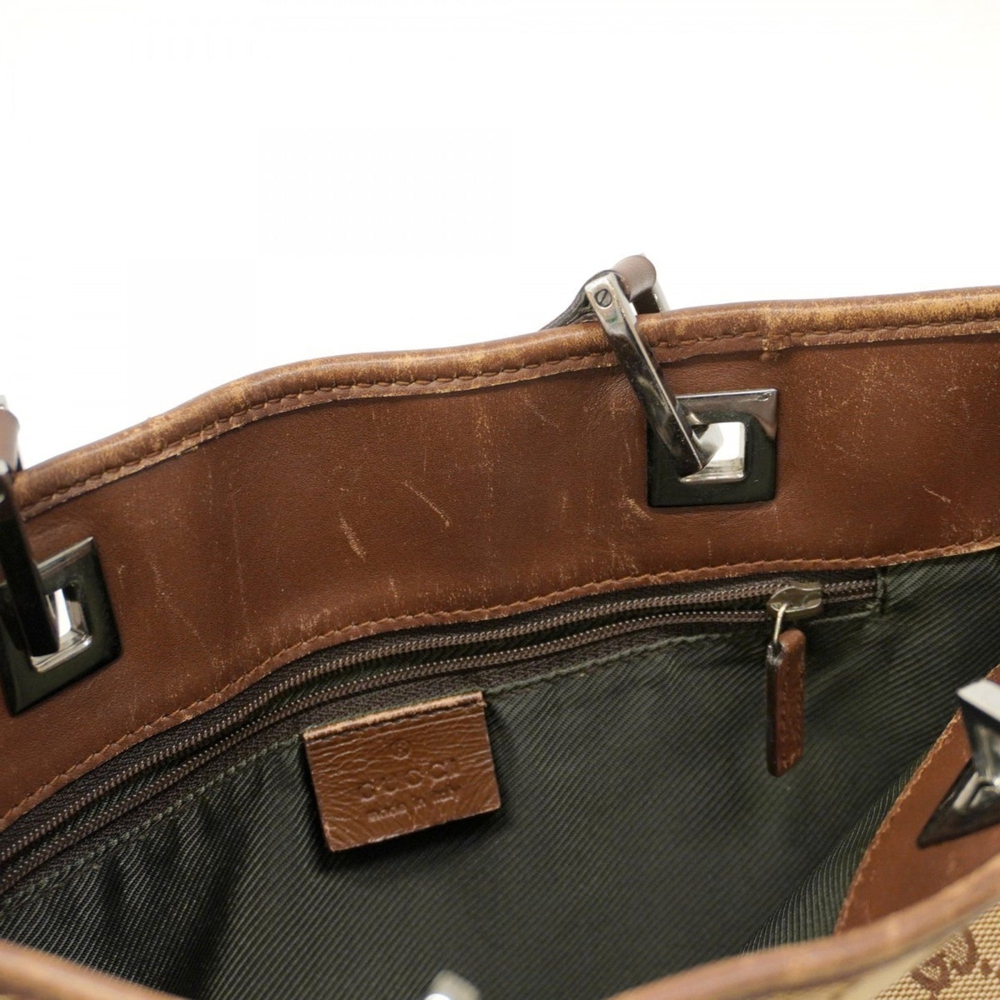 Gucci Beige Brown Canvas Tote Bag