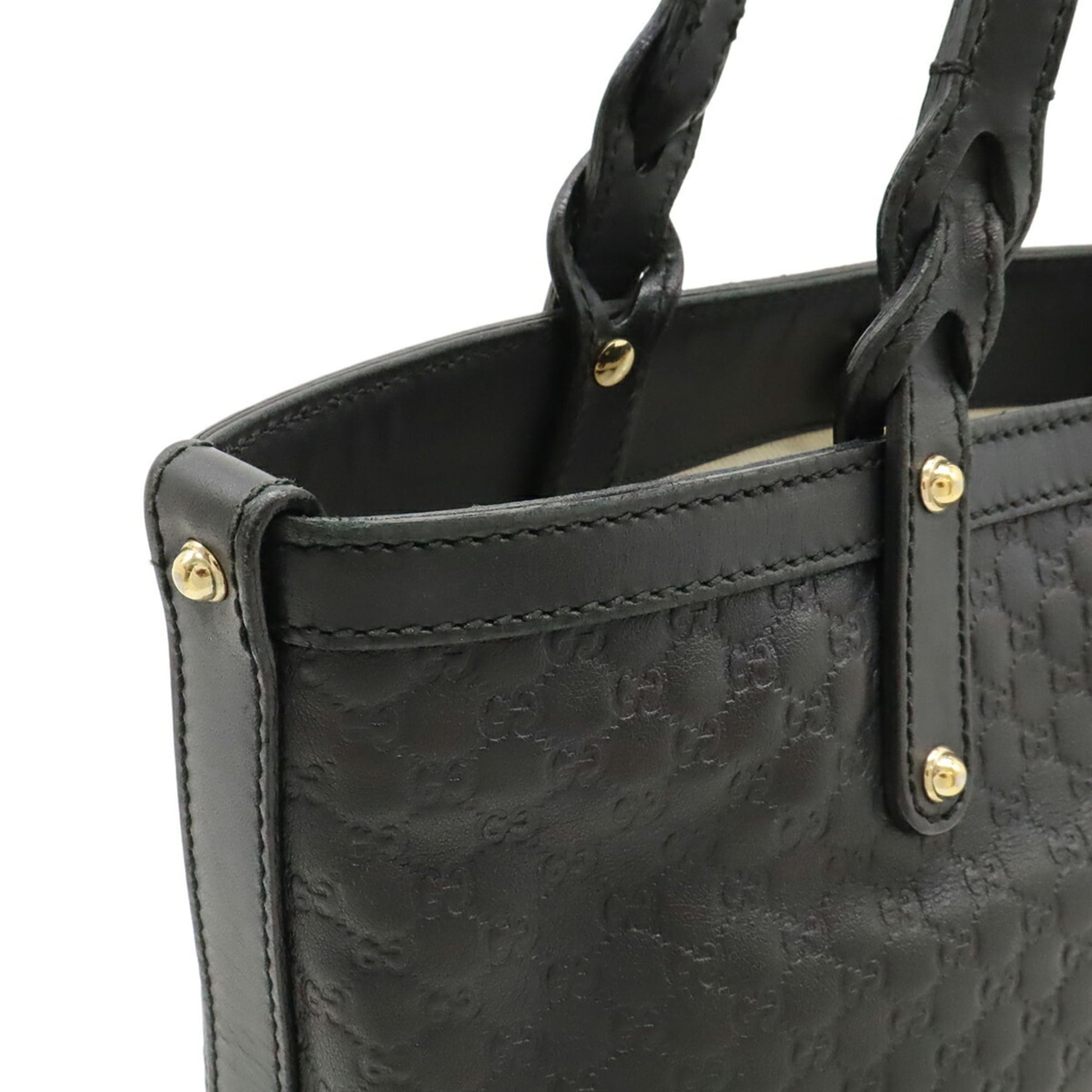 Gucci Black Leather Handbag Tote Bag