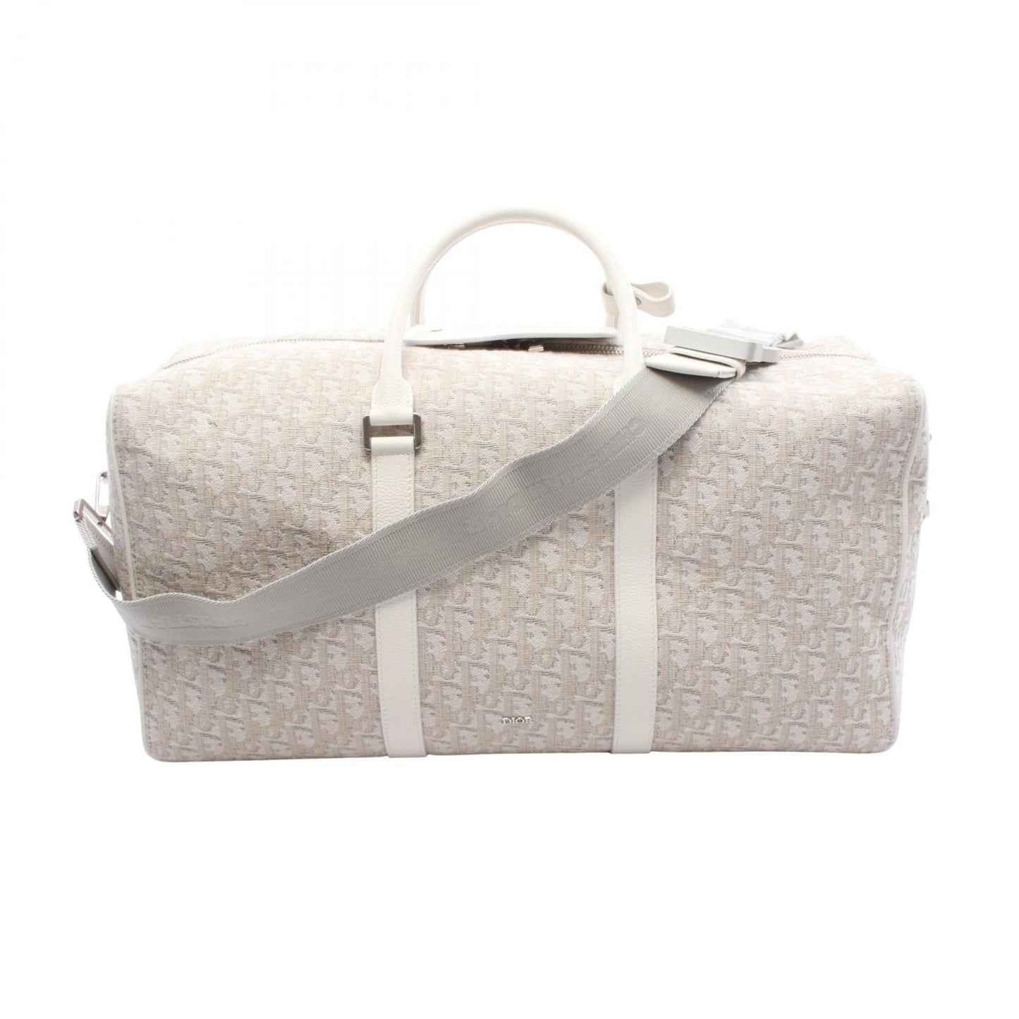 Dior Handbag Christian Boston Bag Leather Canvas White