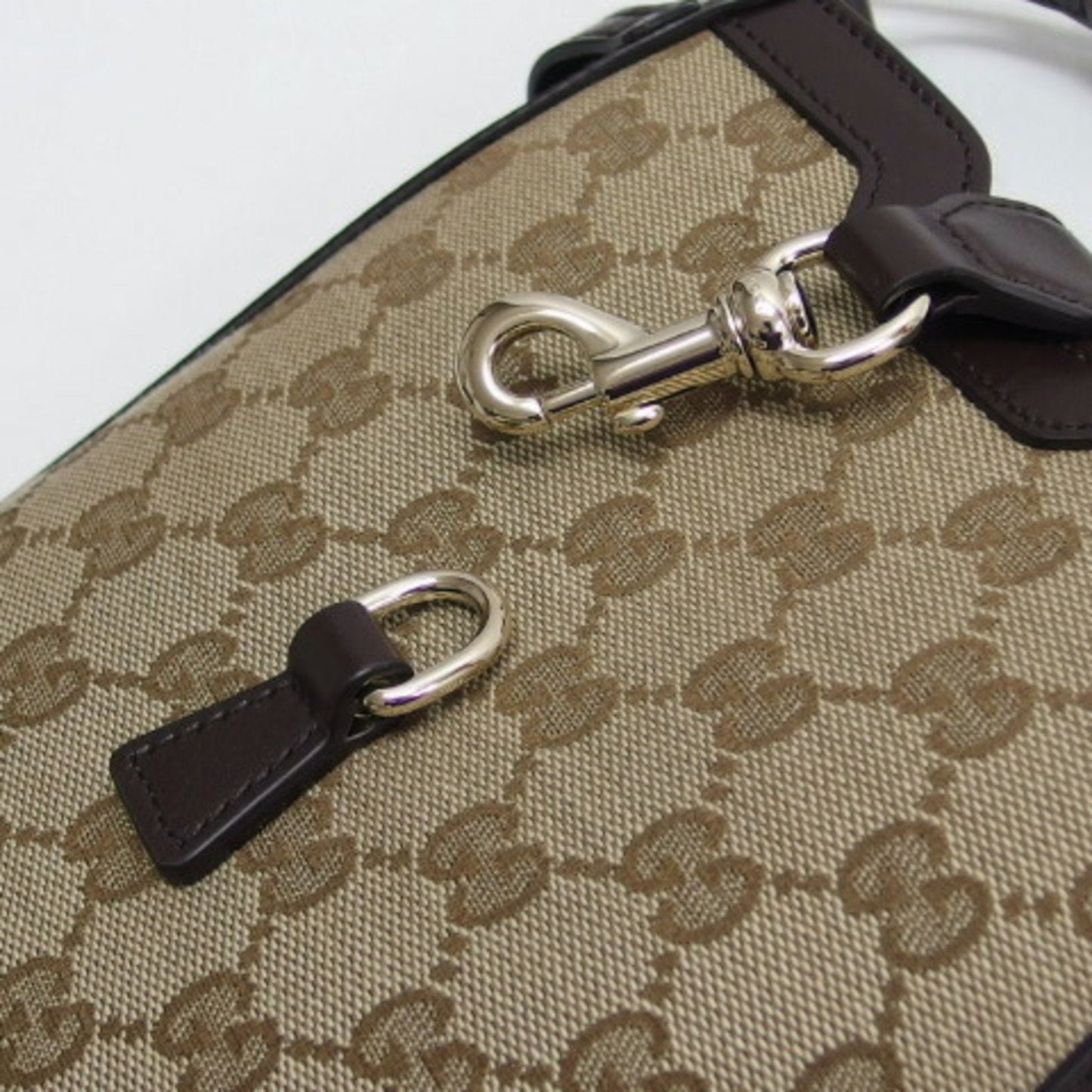 Gucci Beige Dark Brown Canvas Shoulder Bag
