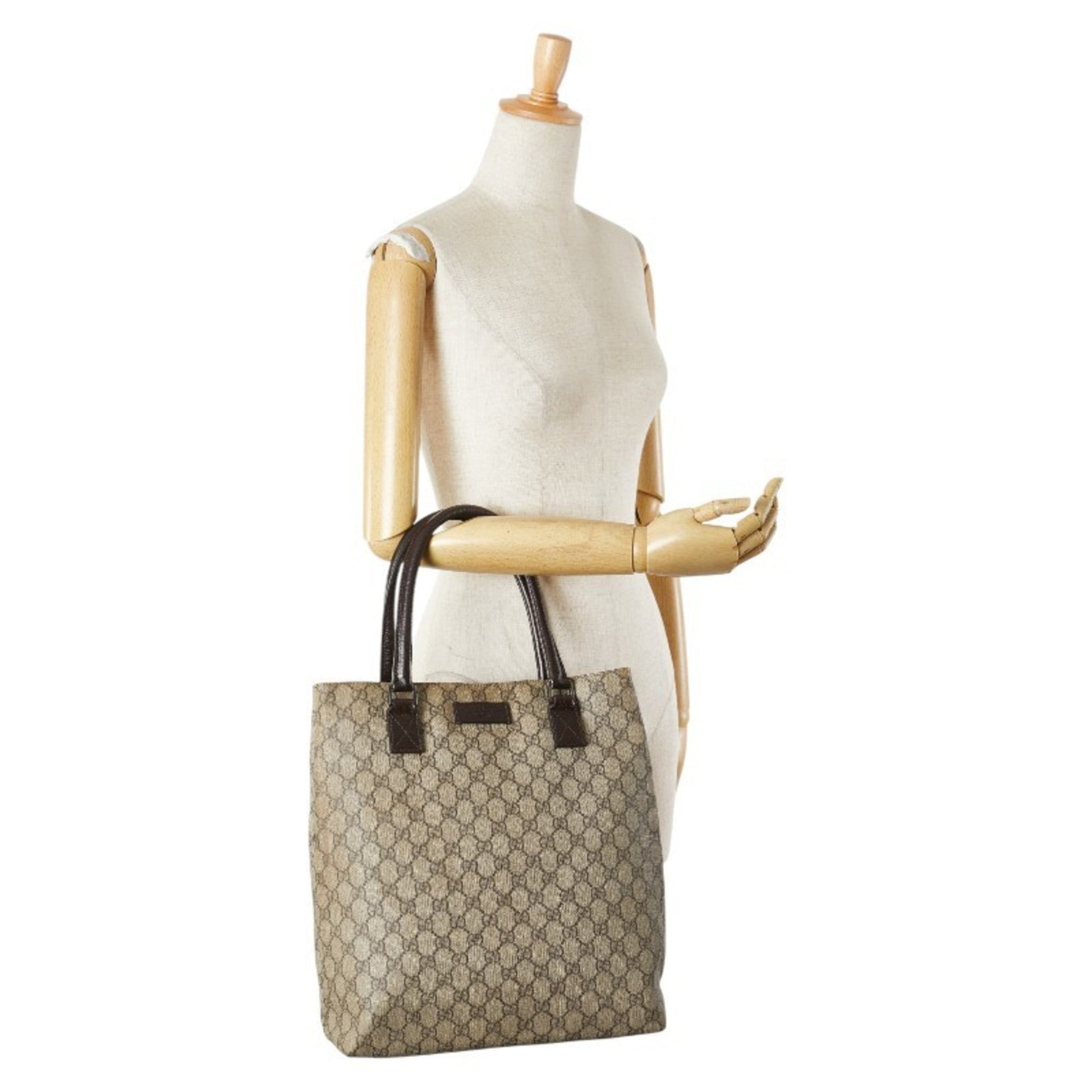 Gucci Beige Brown Pvc Leather Tote Bag