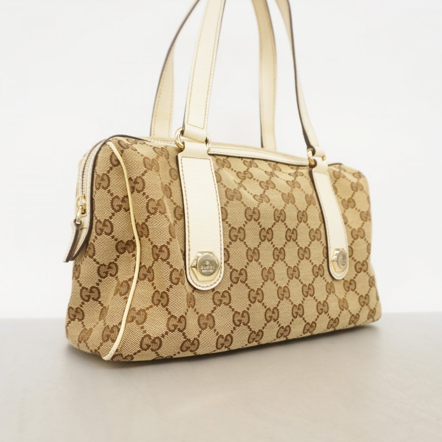 Gucci Beige Brown Canvas Handbag