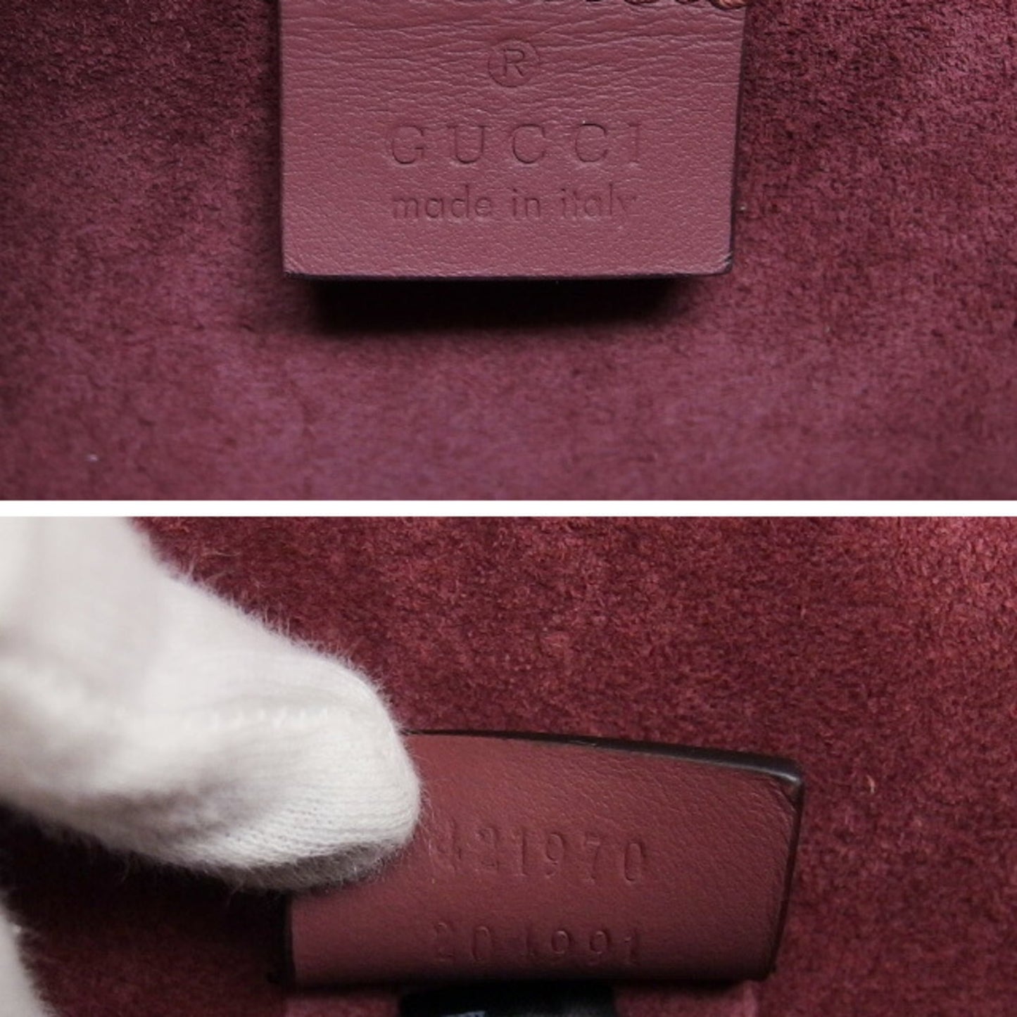 Gucci Beige Bordeaux Pink Coated Canvas Suede Shoulder Bag