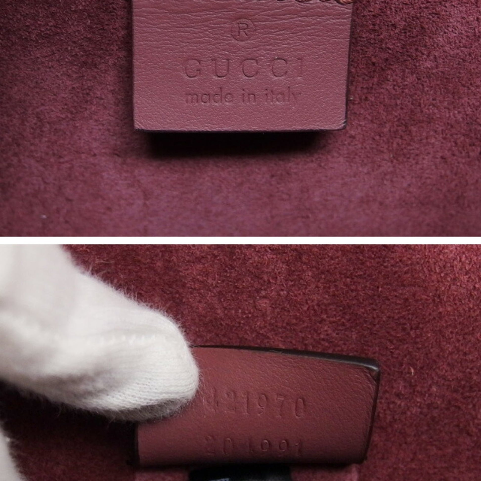 Gucci Beige Bordeaux Pink Coated Canvas Suede Shoulder Bag