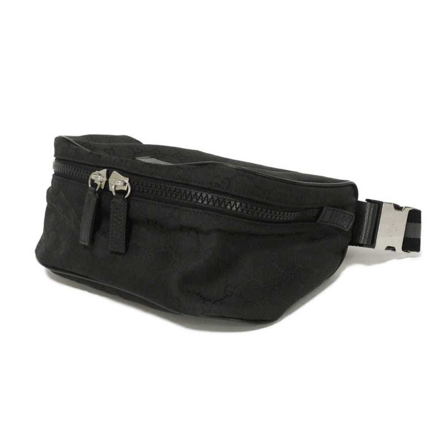 Gucci Black Nylon Canvas Leather Shoulder Bag Sling Bag