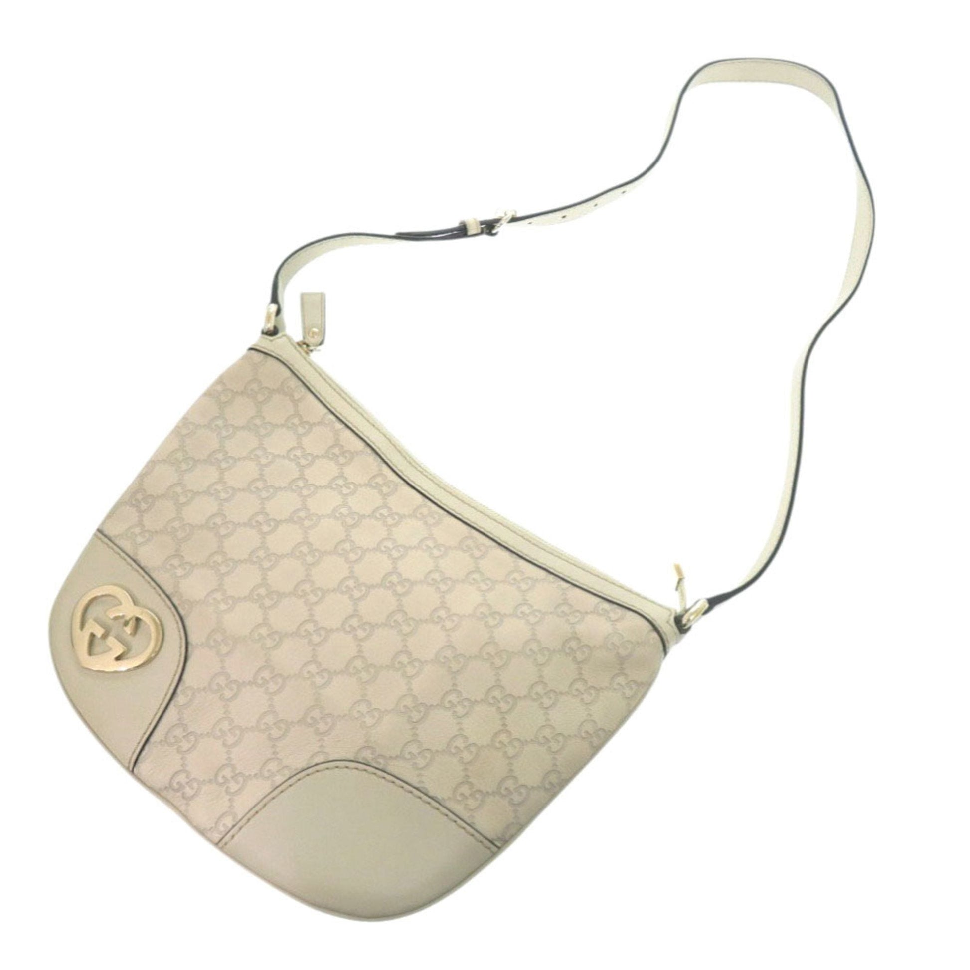 Gucci Guccissima Ivory Leather Shoulder Bag