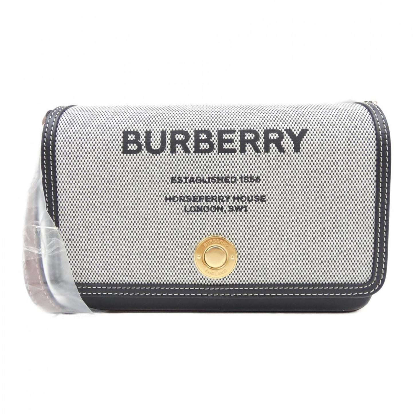 Burberry Handbag Shoulder Bag Black White Gray
