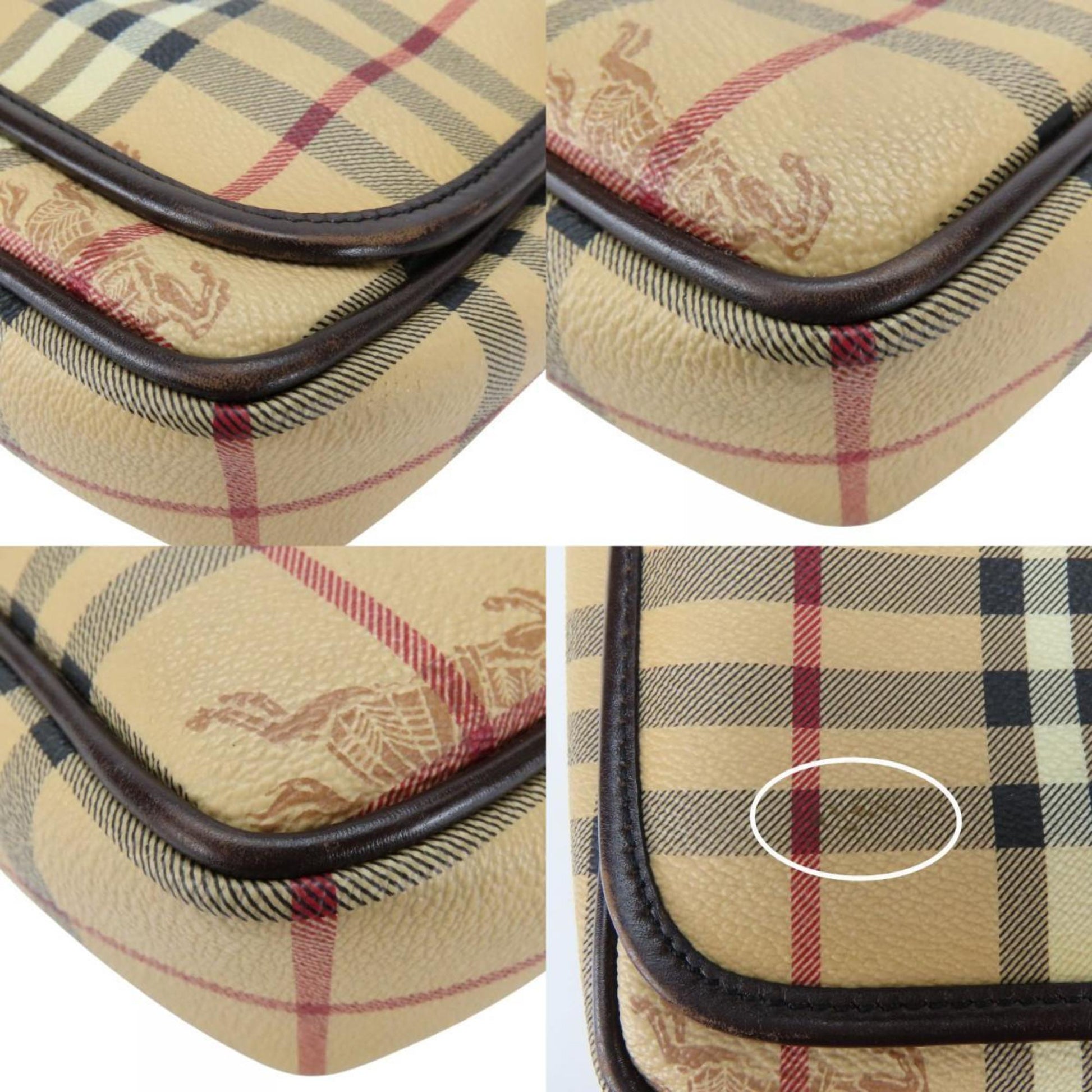 Burberry Pvc Shoulder Bag Leather Brown Beige