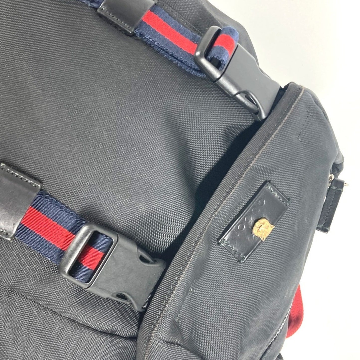 Gucci Sherry Line Black Nylon Canvas Backpack