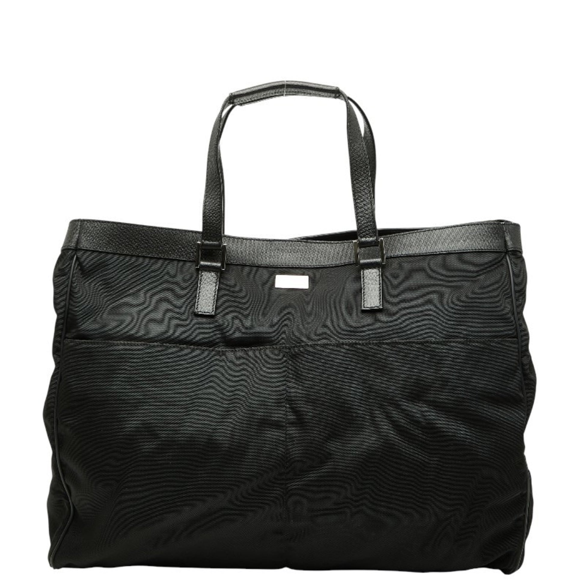Gucci Black Nylon Leather Tote Bag