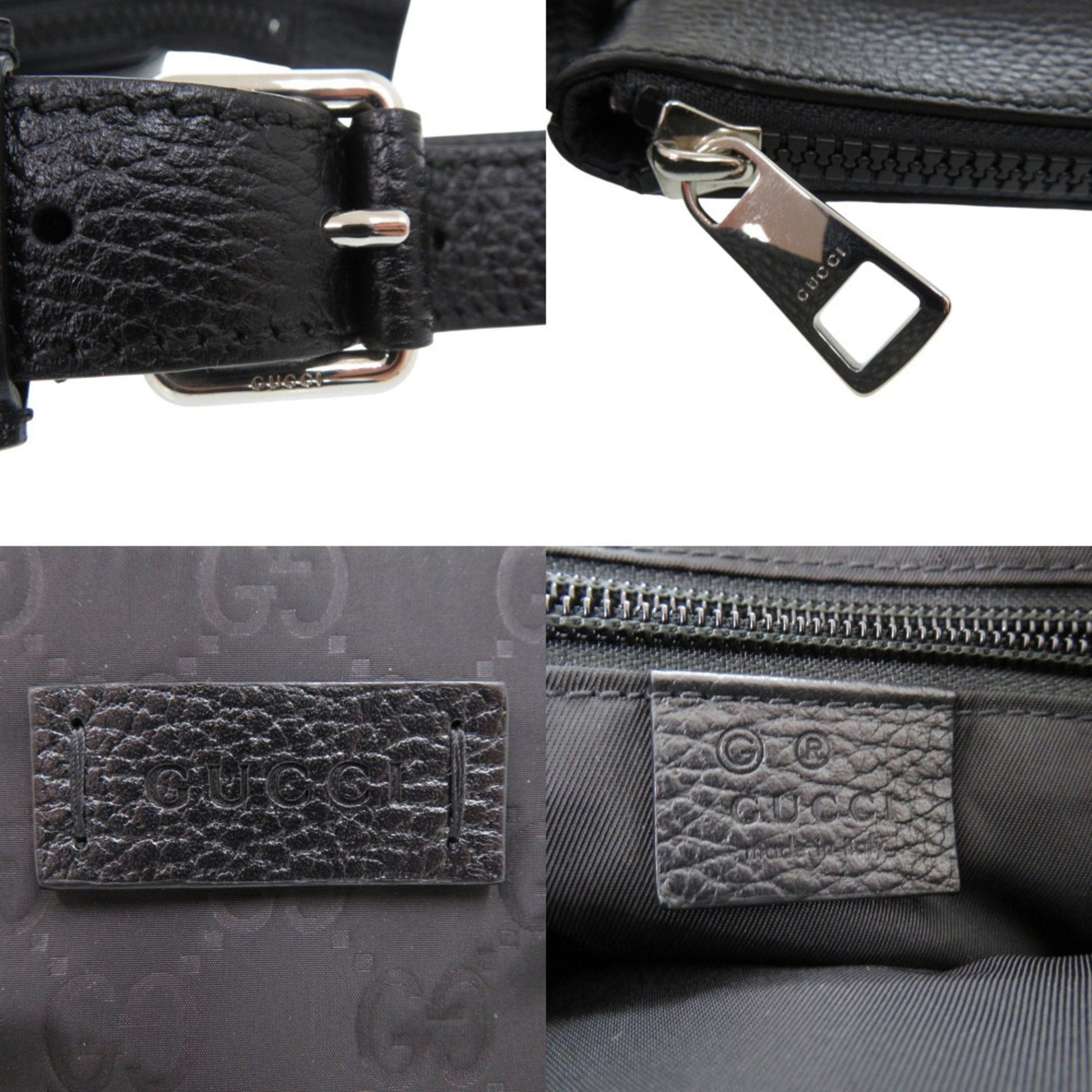 Gucci Black Leather Nylon Shoulder Bag