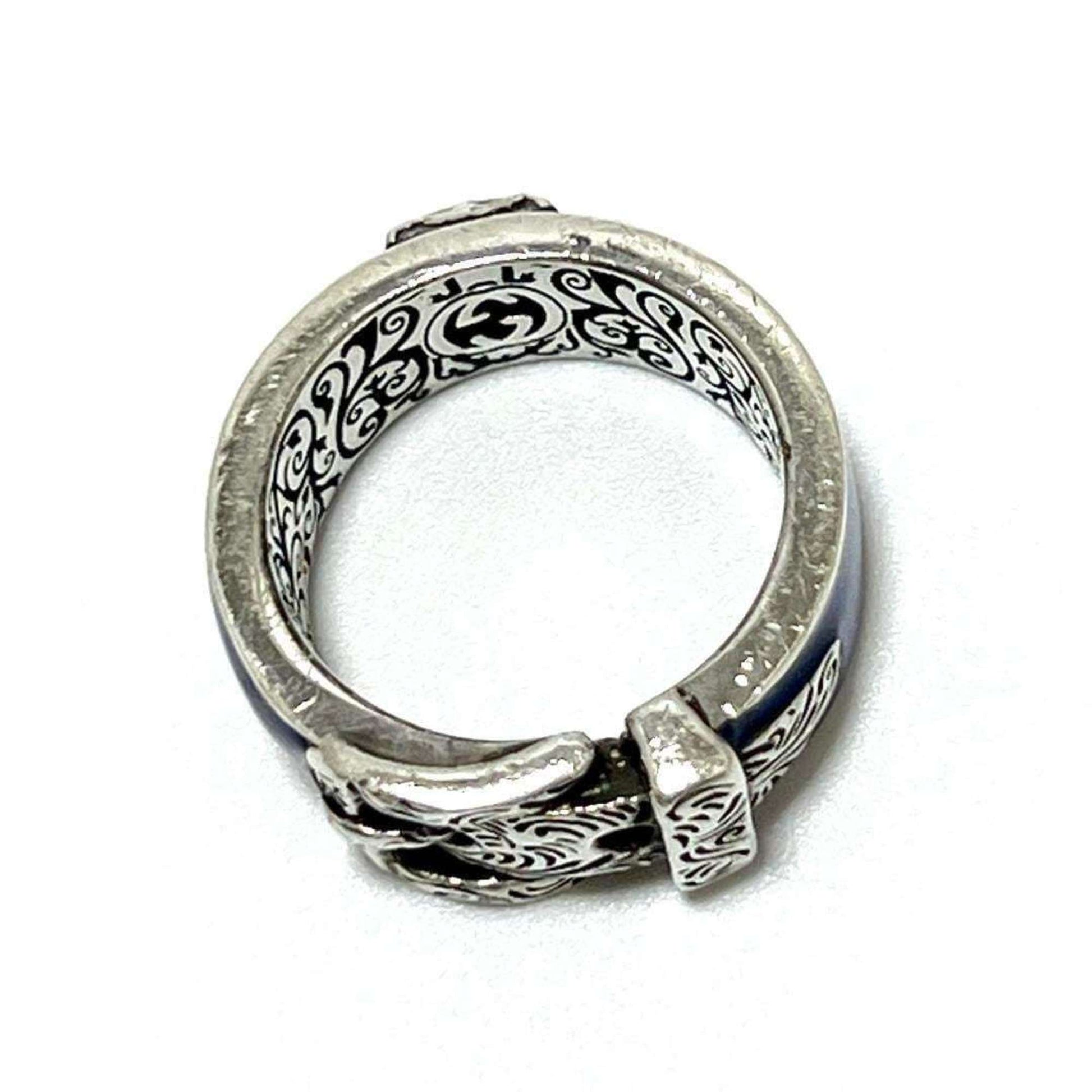 Gucci Blue Enamel Silver 925 Band Ring