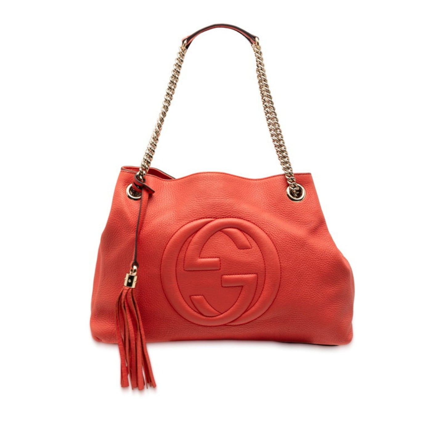 Gucci Orange Red Color Leather Handbag Shoulder Bag