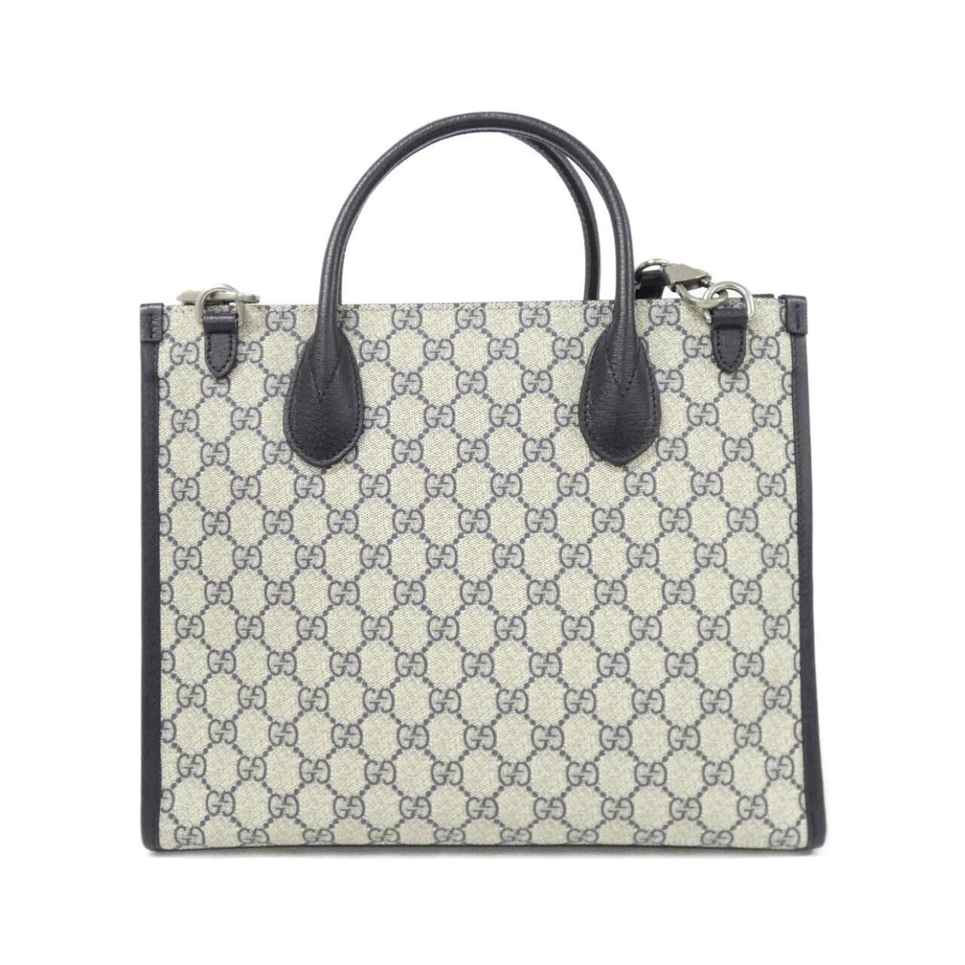 Gucci Beige Blue Gg Supreme Leather Handbag