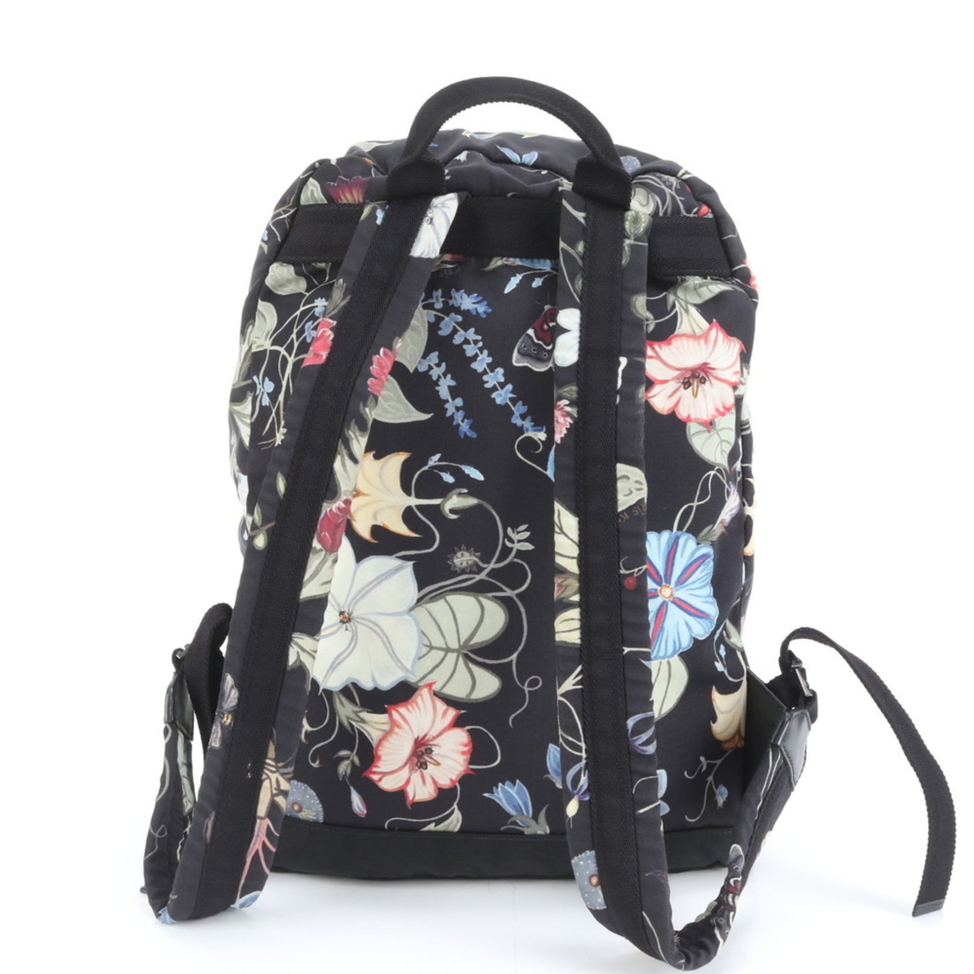 Gucci Black Leather Canvas Backpack Shoulder Bag