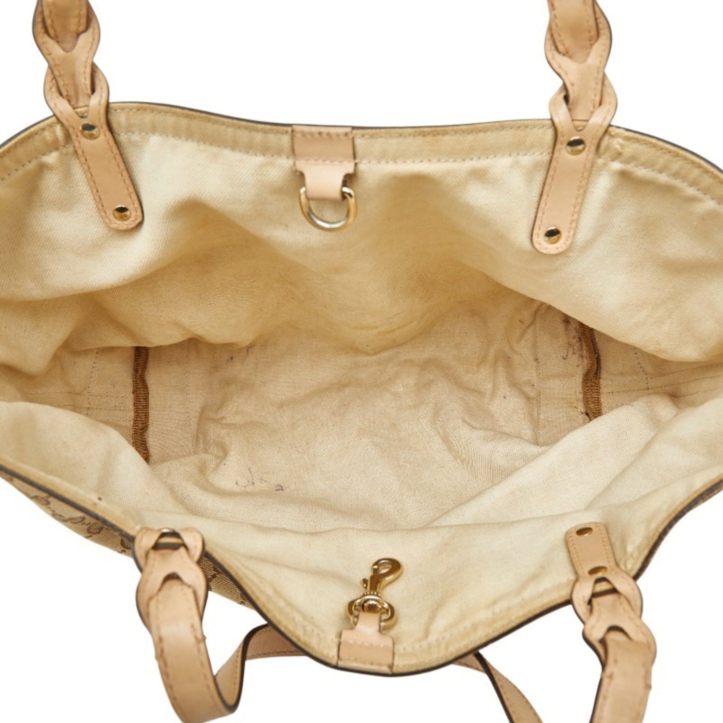 Gucci Gg Canvas Beige Brown Gg Canvas Leather Tote Bag