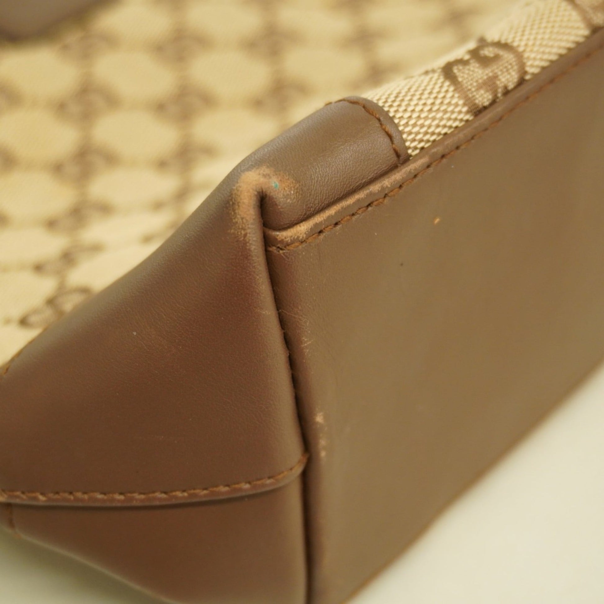 Gucci Beige Brown Canvas Tote Bag