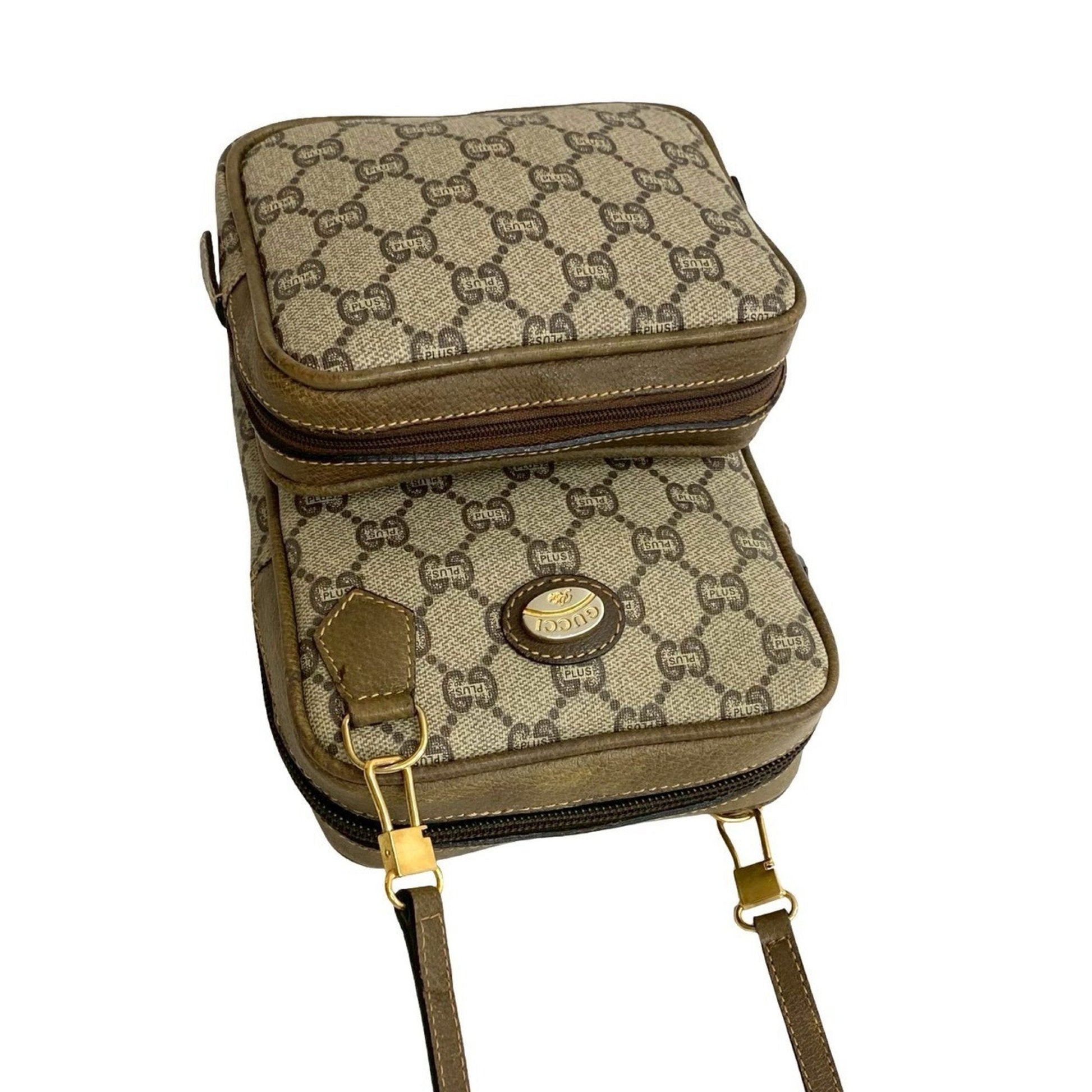 Gucci Brown Leather Pvc Pochette Shoulder Bag