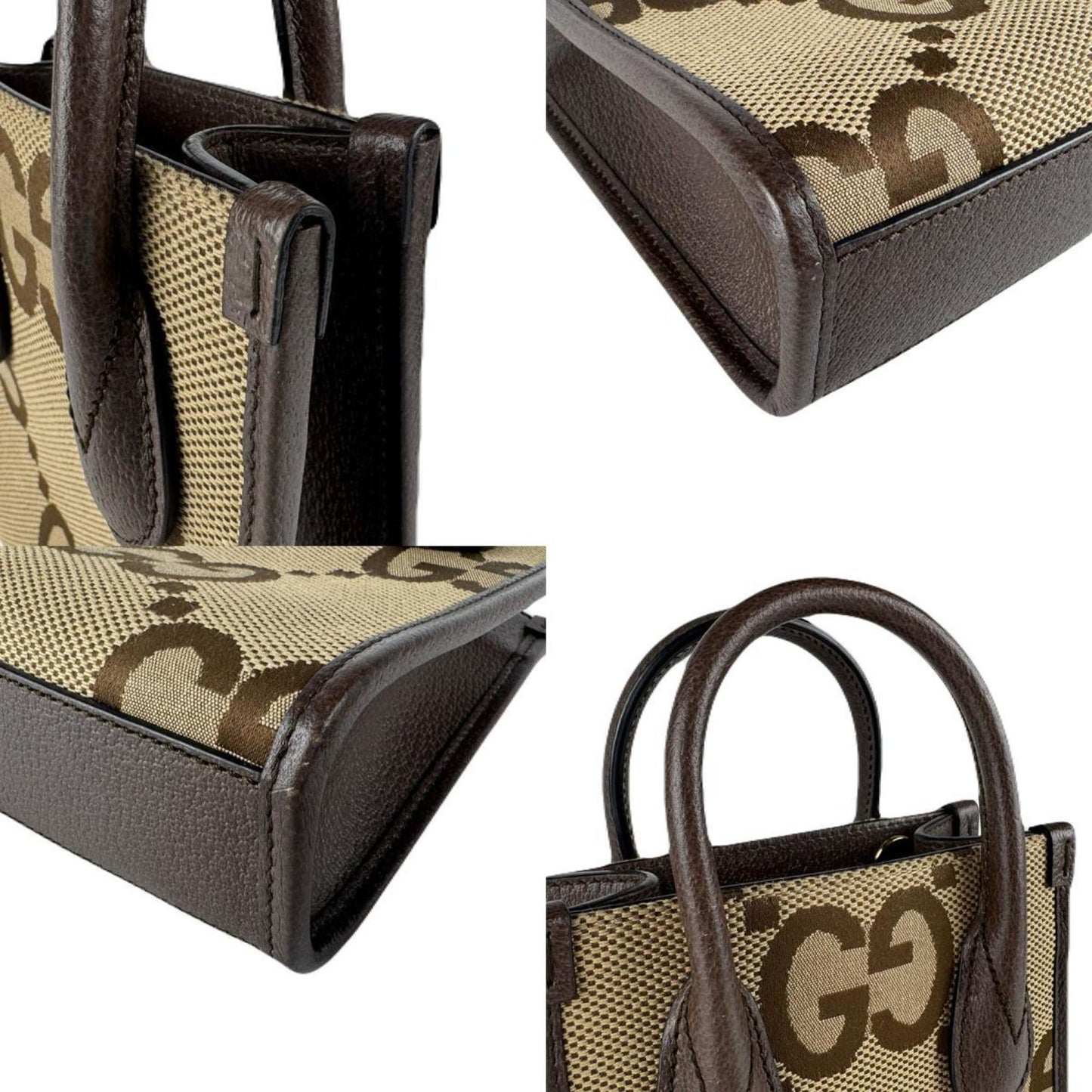 Gucci Brown Green Red Color Canvas Leather Handbag Shoulder Bag