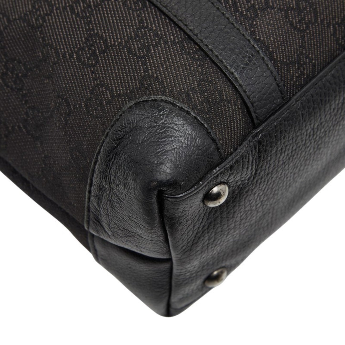 Gucci Black Canvas Leather Handbag Tote Bag