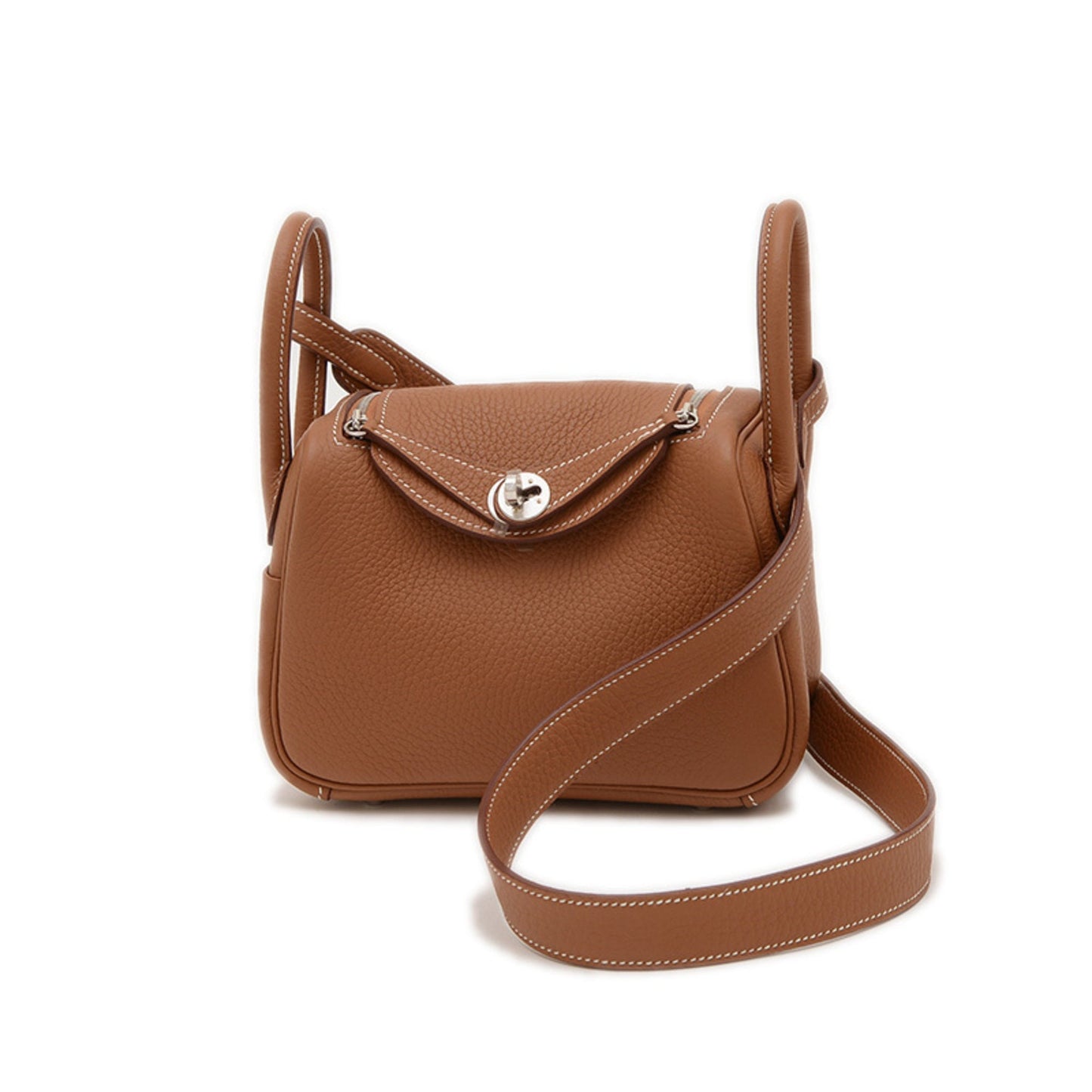 Hermes Taurillon Clemence Shoulder Bag Leather Brown Shoulder Bag 12