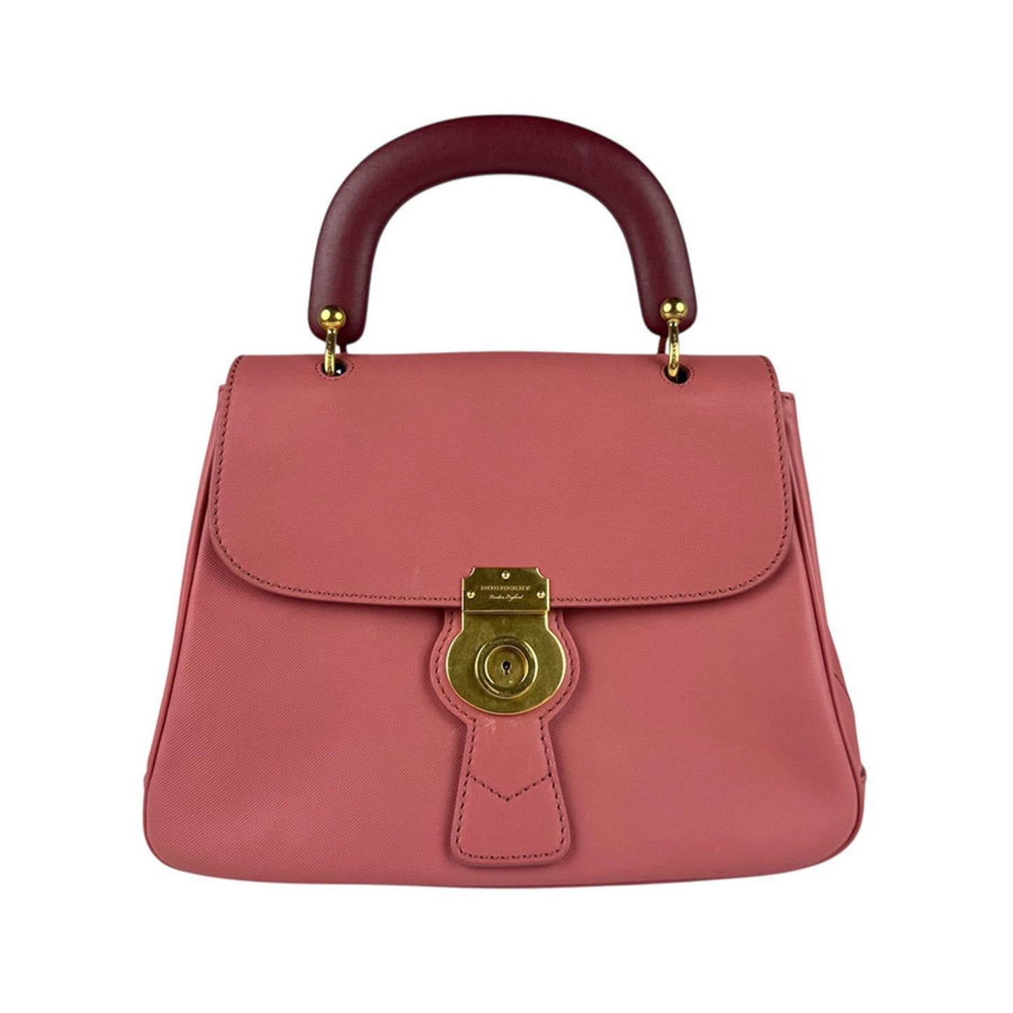 Burberry Burgundy Handbag Shoulder Bag Leather Pink
