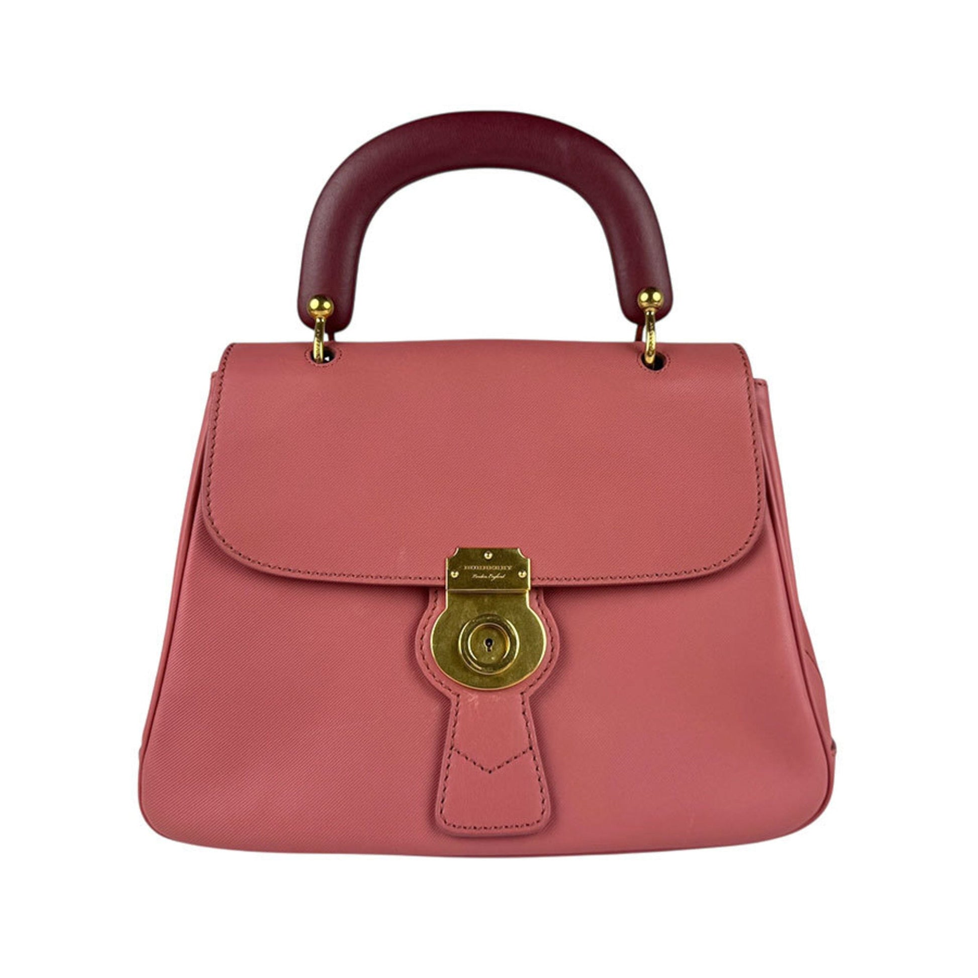 Burberry Burgundy Handbag Shoulder Bag Leather Pink