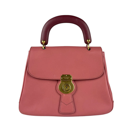 Burberry Burgundy Handbag Shoulder Bag Leather Pink