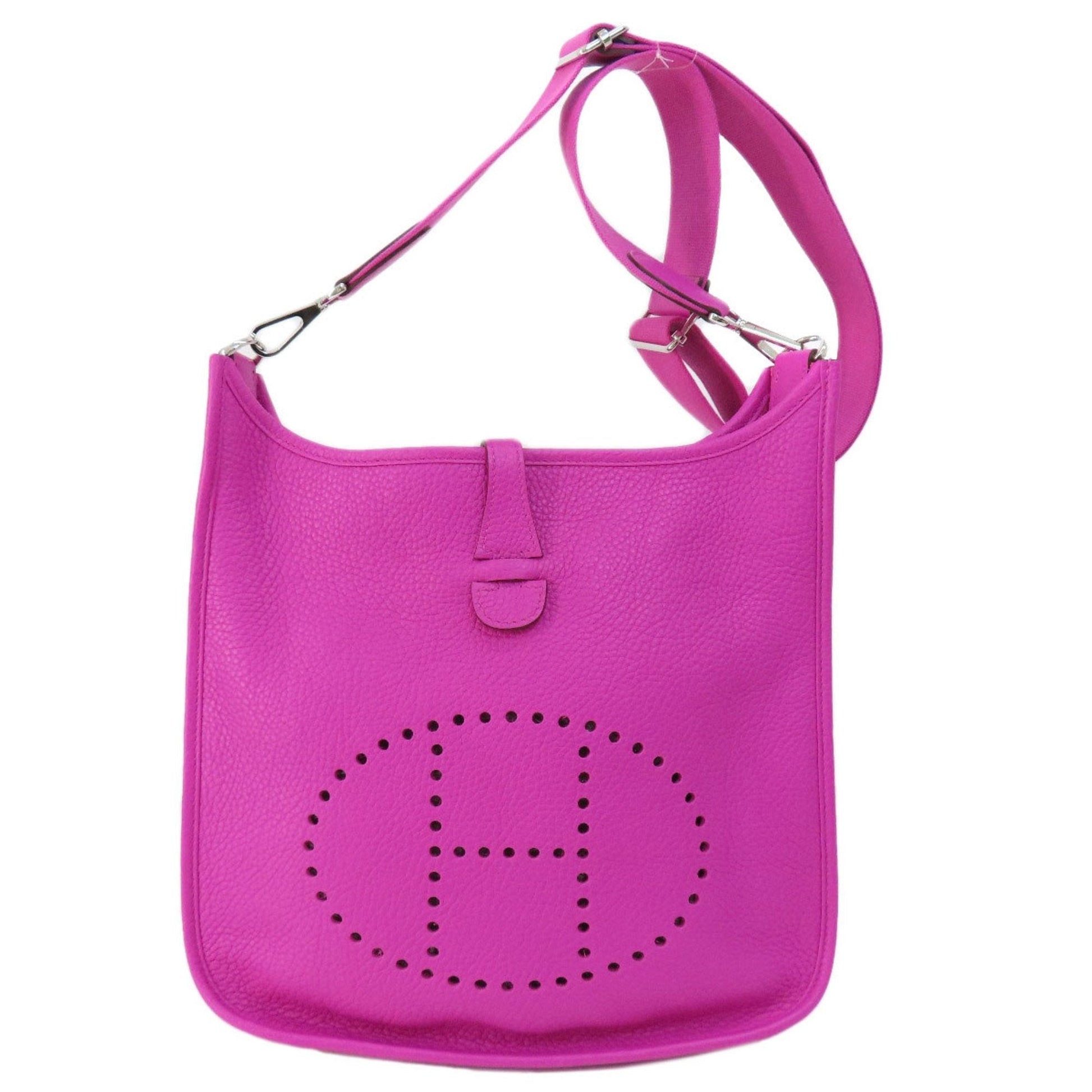 Hermes Taurillon Clemence Shoulder Bag Leather Purple