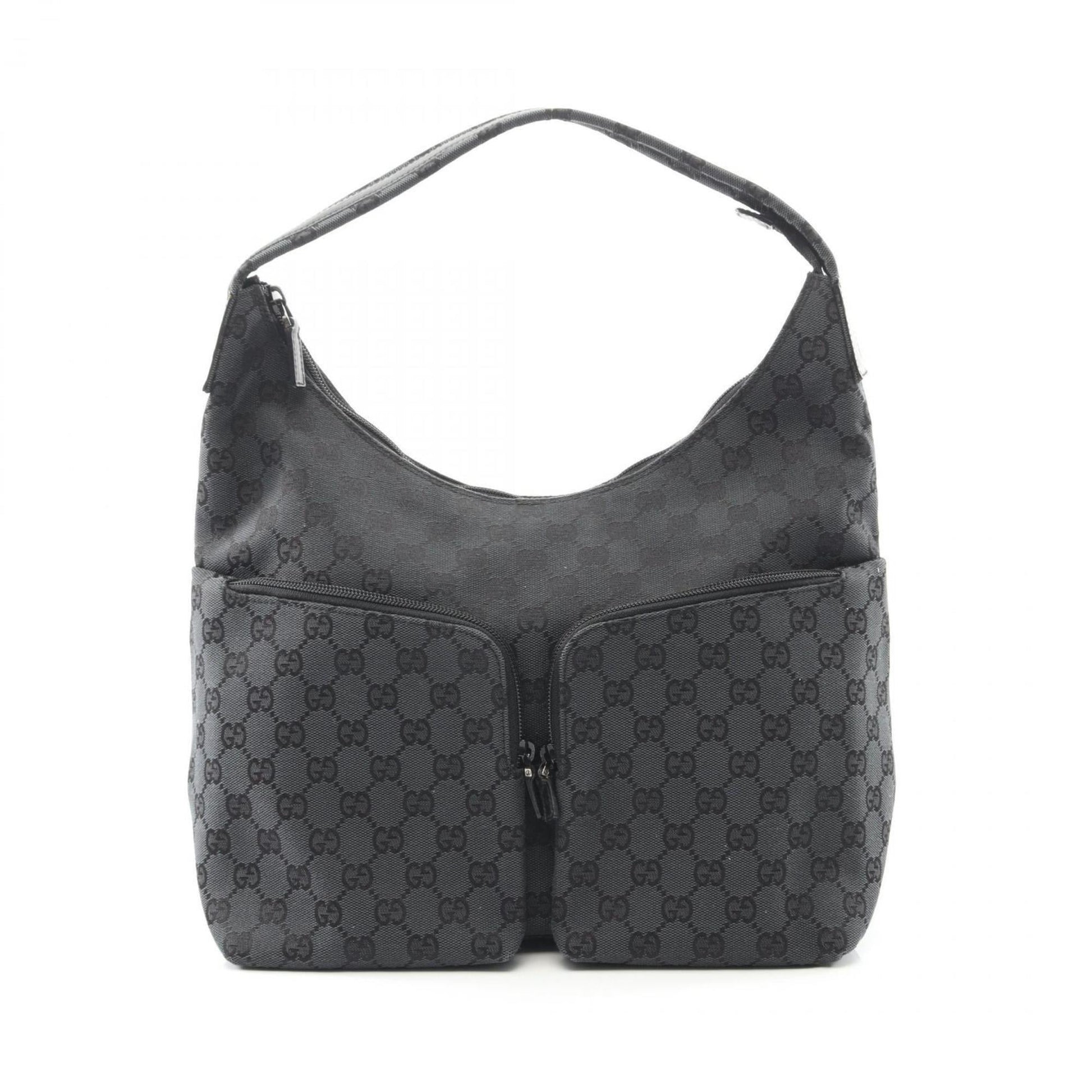 Gucci Gray Canvas Leather Shoulder Bag